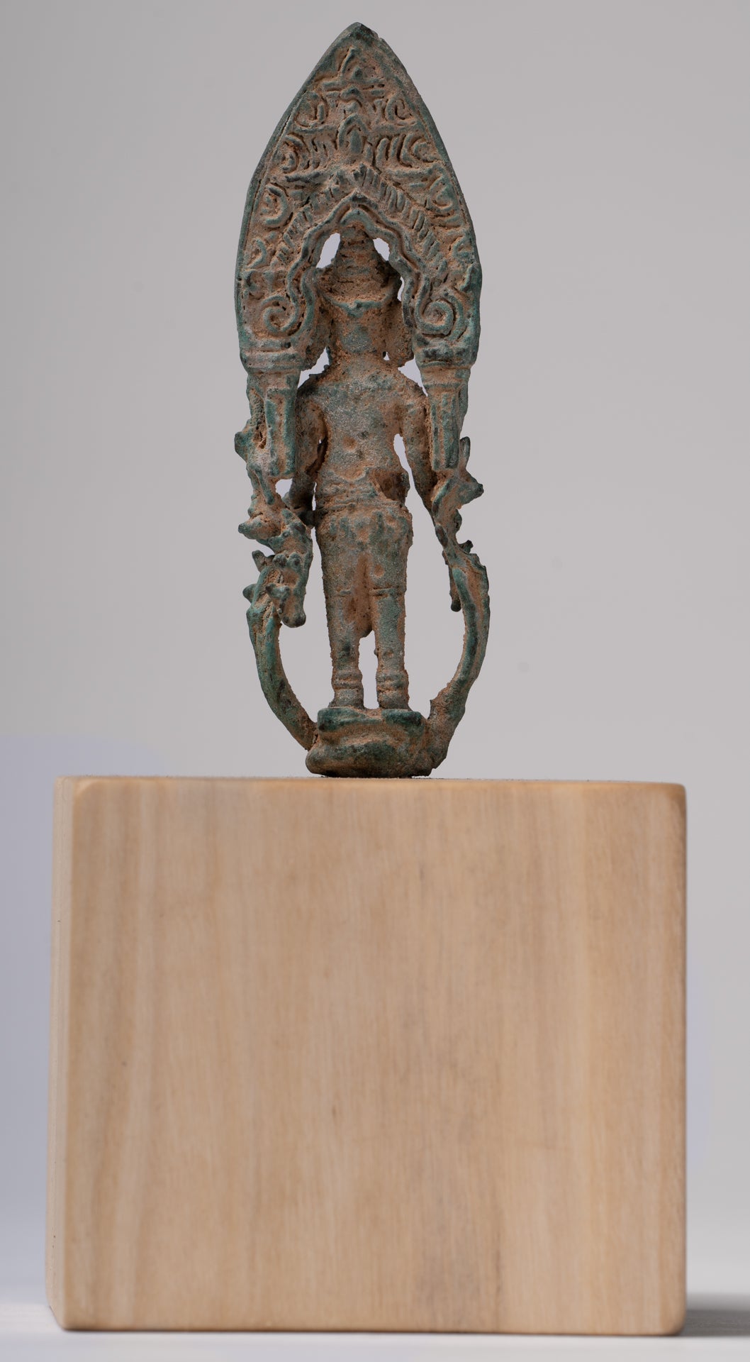 Ganesha Statue - Antique Khmer Style Enthroned Bronze Standing Ganesha Statue - 16cm/6"