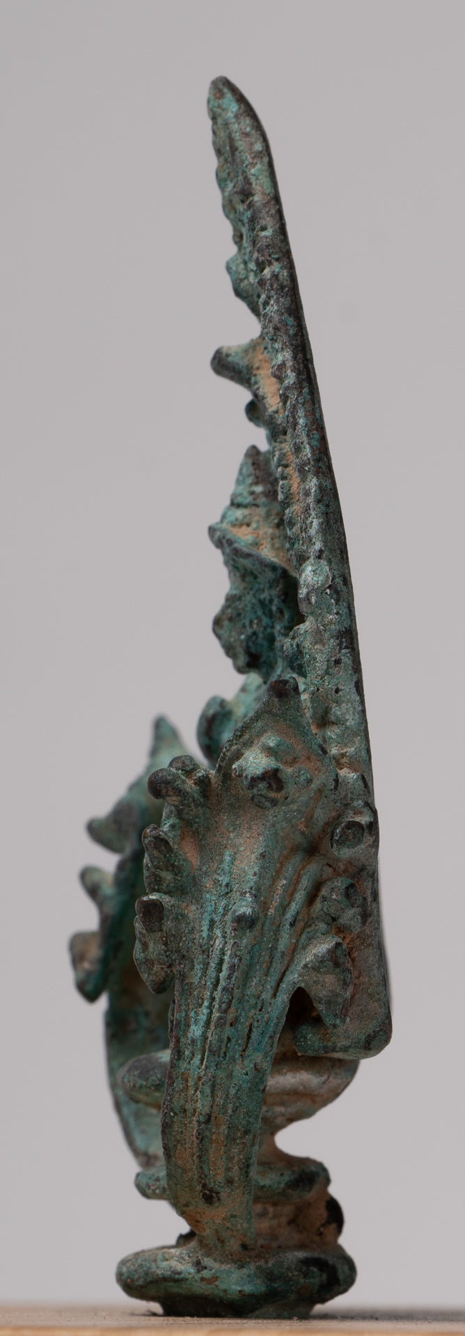 Vishnu Statue - Antique Khmer Style Enthroned Bronze Seated Vishnu Statue - 14cm/6"