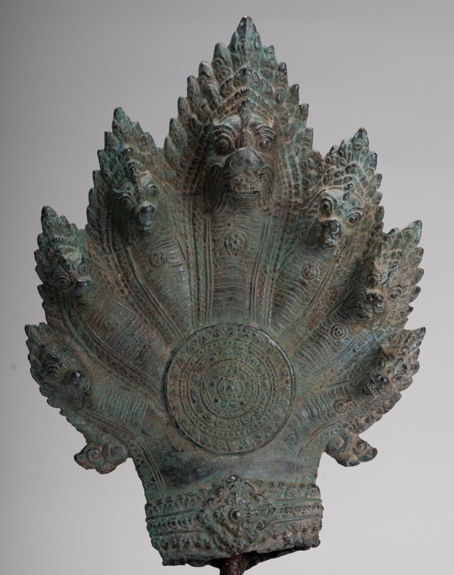 Naga Statue - Antique Khmer Style Bronze Protective Naga, Snake or Serpent Statue - 36cm/14"