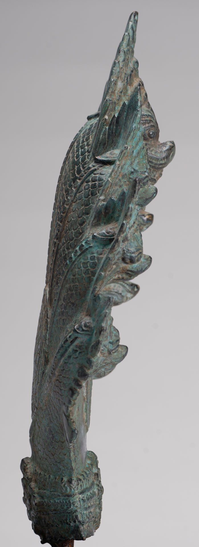 Naga Statue - Antique Khmer Style Bronze Protective Naga, Snake or Serpent Statue - 36cm/14"