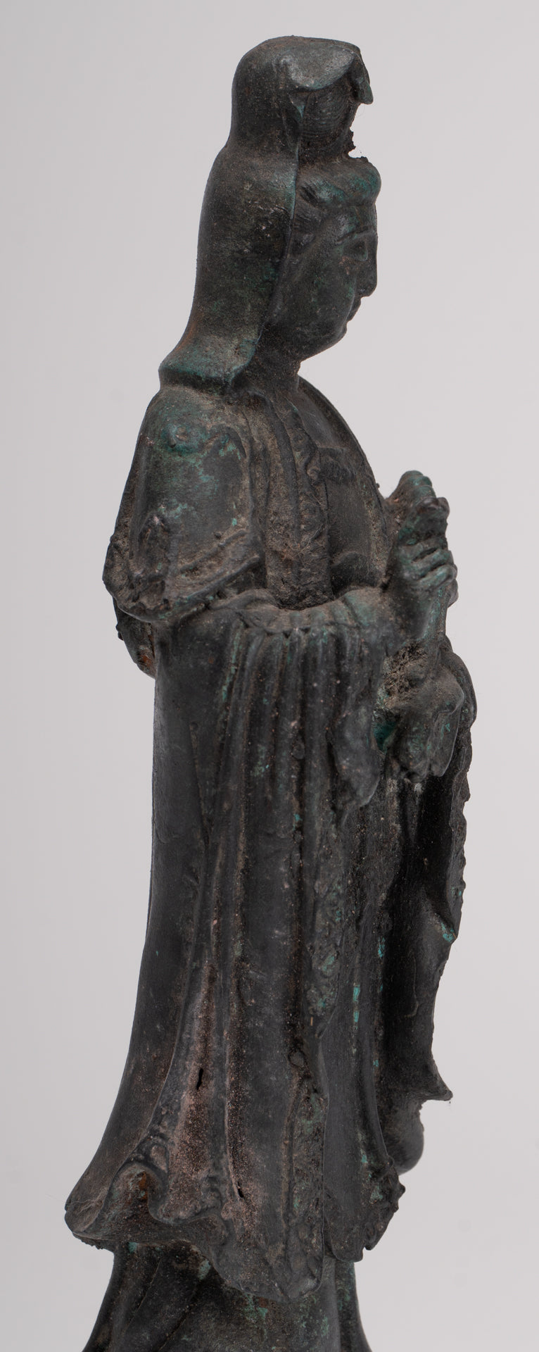 Antique Chinese Style Bronze Bodhisattvas Kwan Yin or Guanyin Statue - 26cm/10"