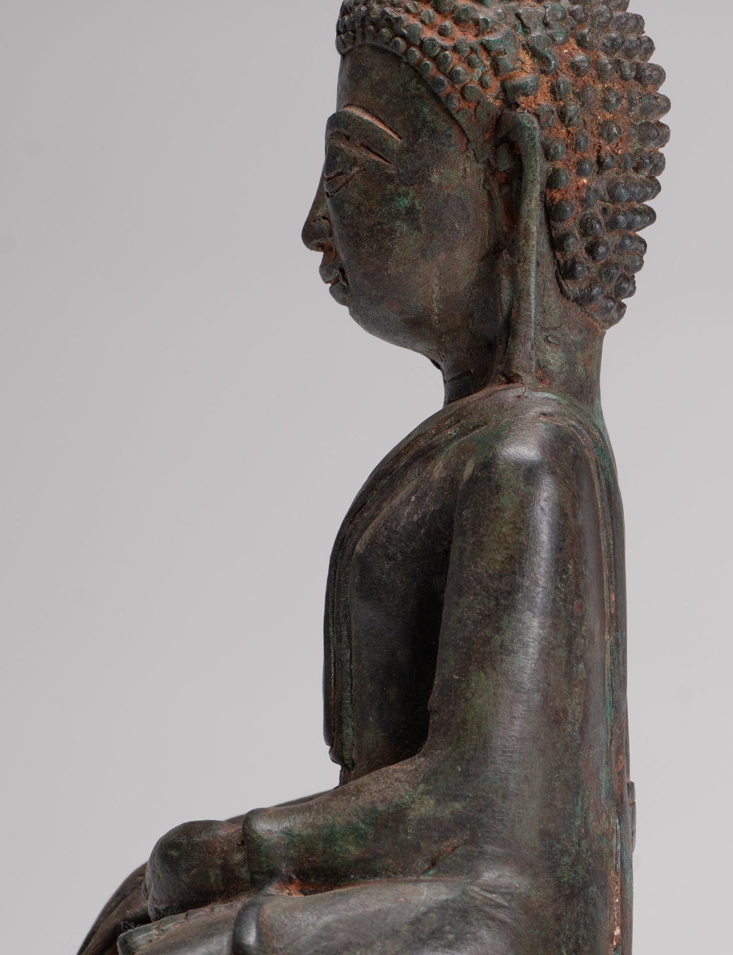 Buddha Statue - Antique Laos Style Bronze Enlightenment Elephant Buddha Statue - 30cm/12"