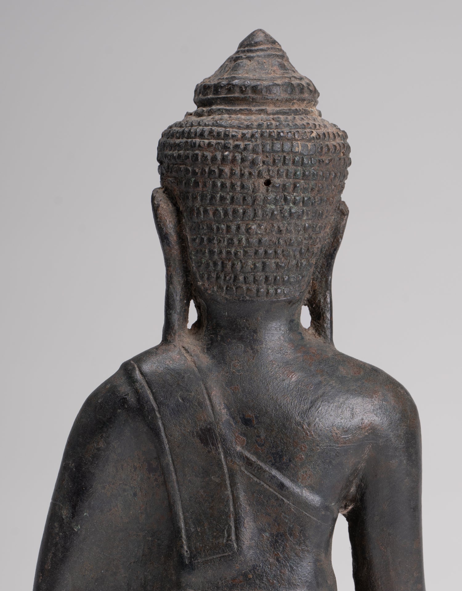 Buddha Statue - Antique Lopburi Style Seated Enlightenment Buddha Statue - 21cm/8"