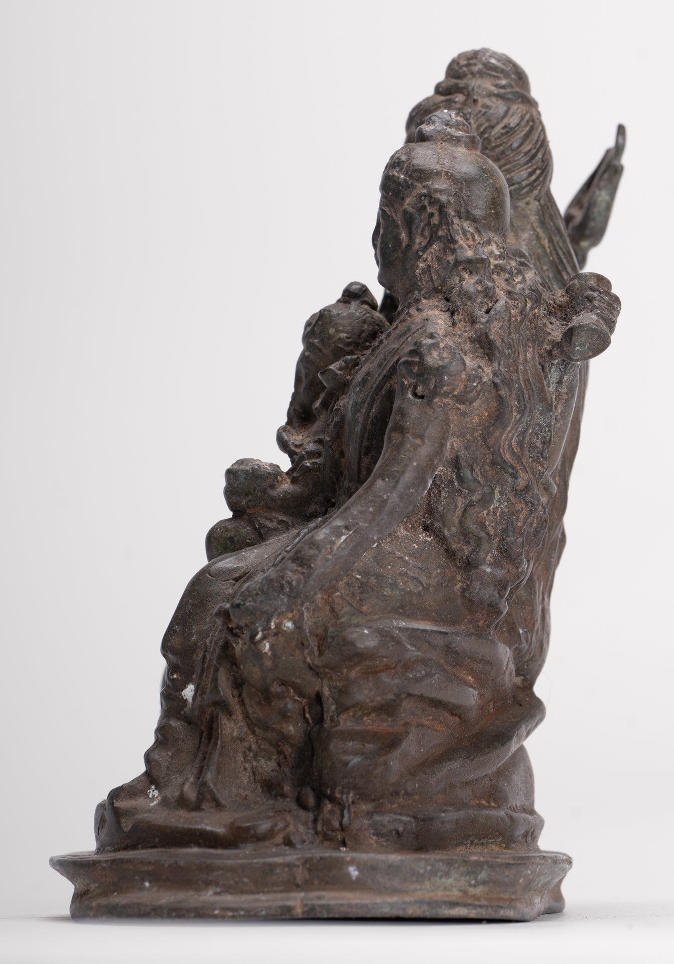 Shiva Statue - Antique Thai Style Bronze Shiva Parvati & Ganesha Statue - 15cm/6"