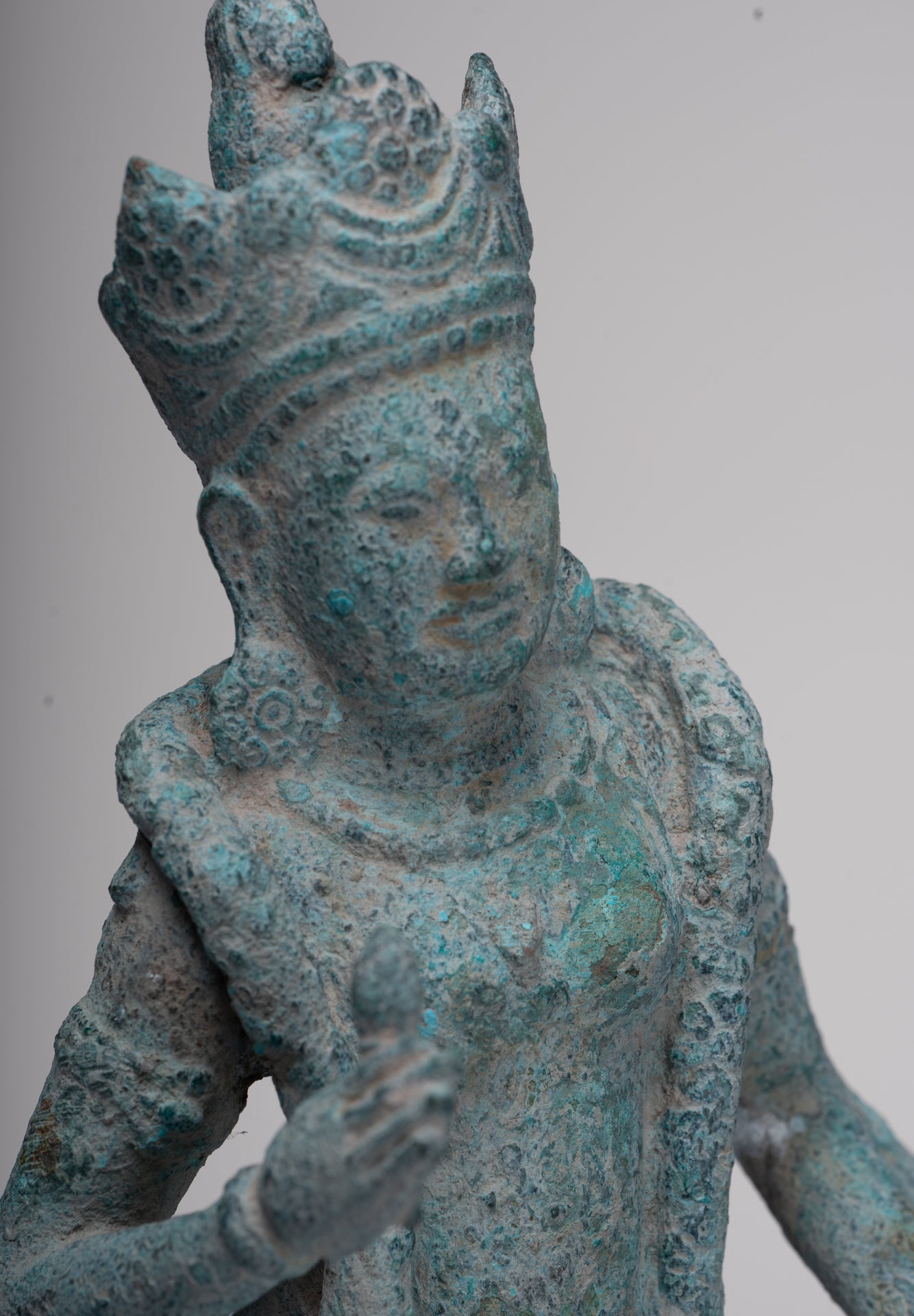 Vishnu Statue - Antique Phnom Da Style Khmer Vishnu with Gadanari and Chakrapurusha - 39cm/16"