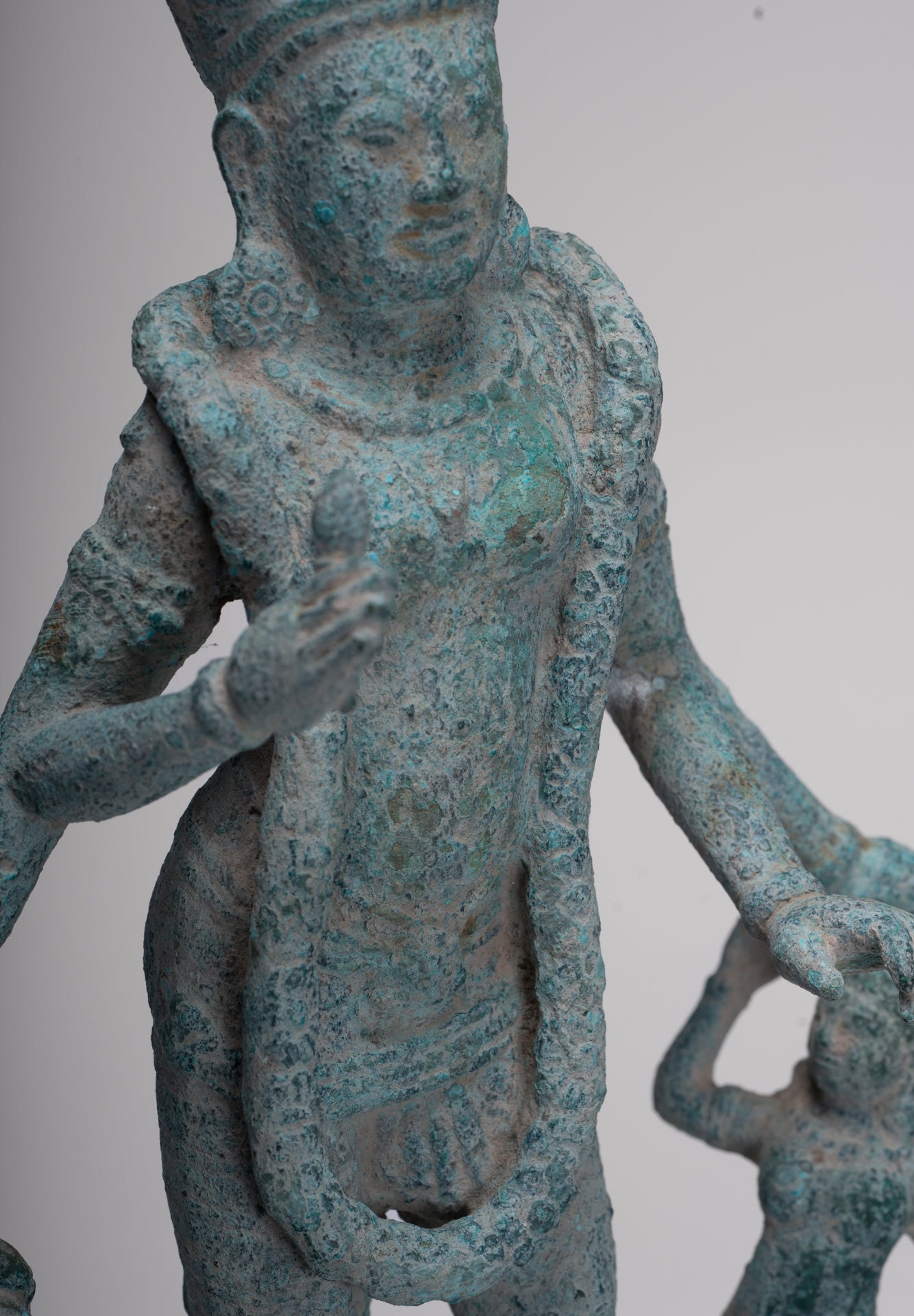 Vishnu Statue - Antique Phnom Da Style Khmer Vishnu with Gadanari and Chakrapurusha - 39cm/16"