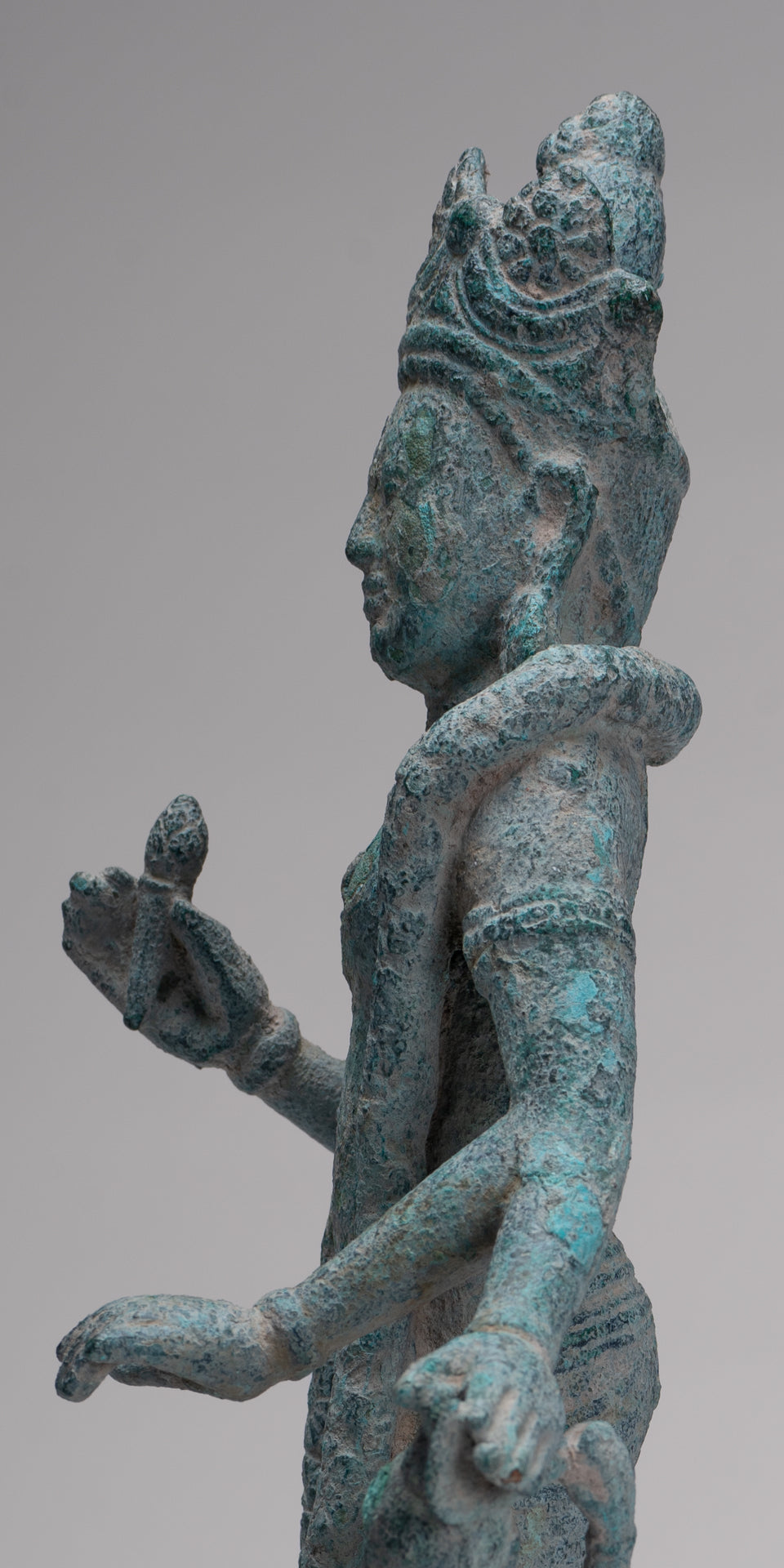 Vishnu Statue - Antique Phnom Da Style Khmer Vishnu with Gadanari and Chakrapurusha - 39cm/16"