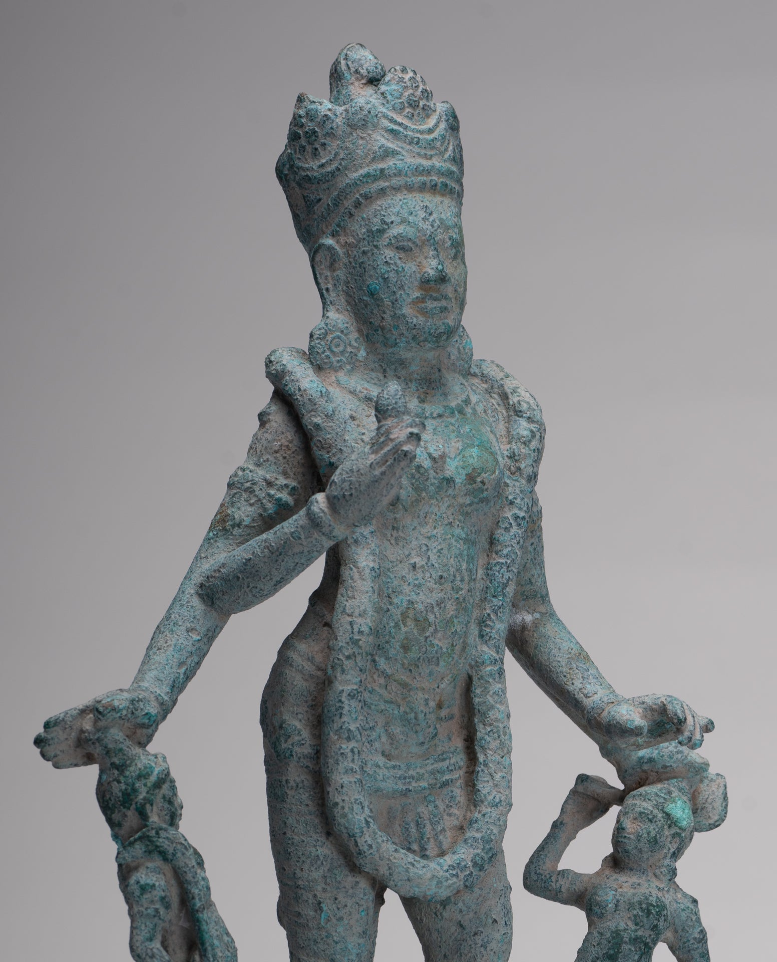 Vishnu Statue - Antique Phnom Da Style Khmer Vishnu with Gadanari and Chakrapurusha - 39cm/16"