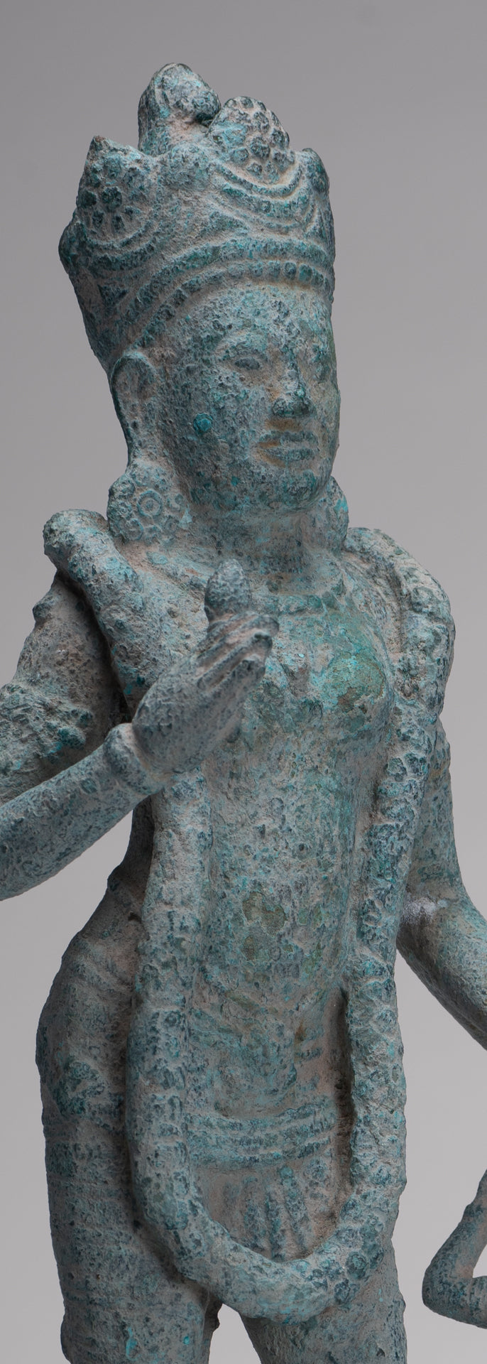 Vishnu Statue - Antique Phnom Da Style Khmer Vishnu with Gadanari and Chakrapurusha - 39cm/16"