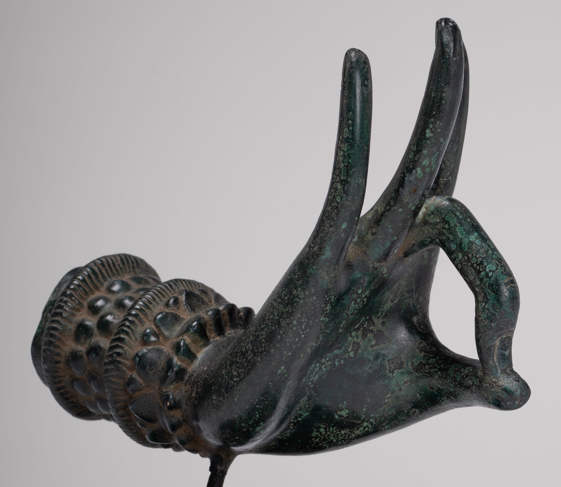 Mounted Antique Thai Style Southeast Asia Bronze Thai Teaching Hand - 24cm/10"