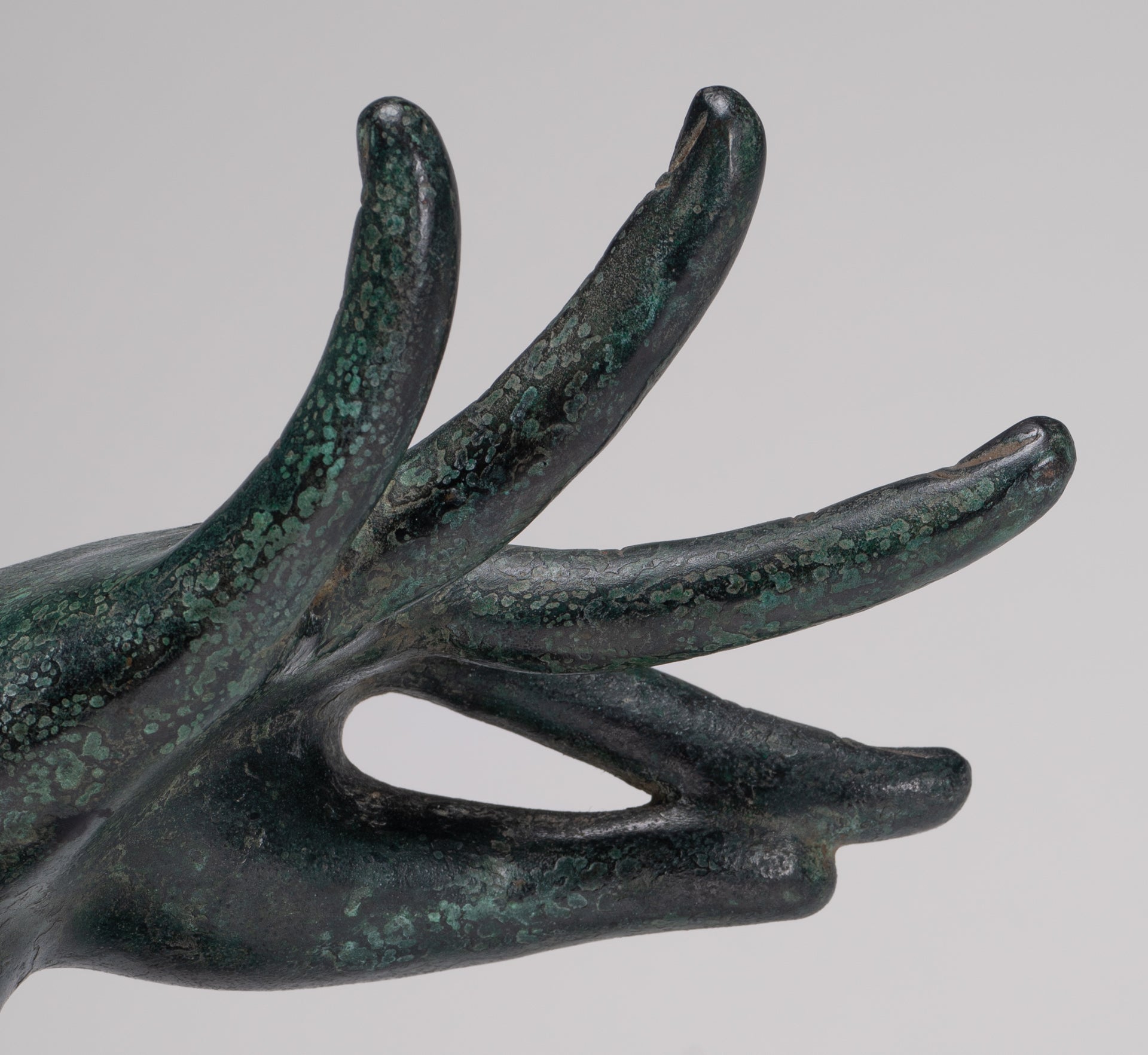 Mounted Antique Khmer Style Bronze Apsara Katakaamukha Hand - 24cm/10"