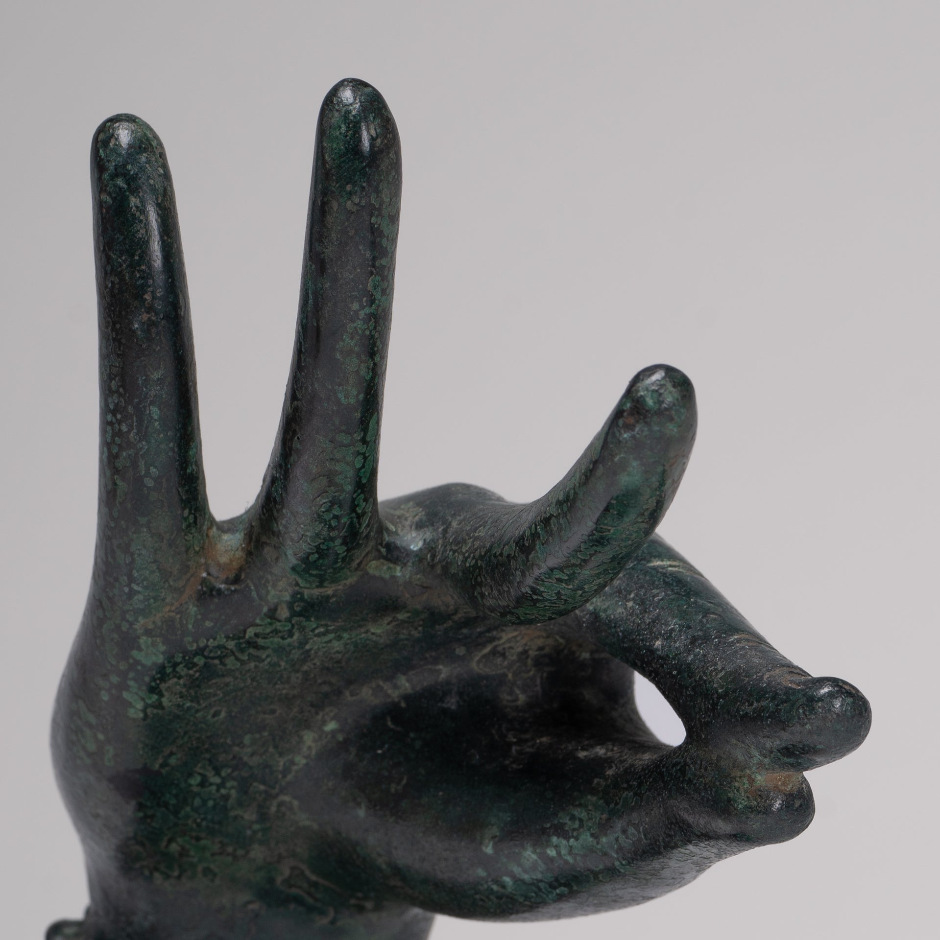 Mounted Antique Khmer Style Bronze Apsara Katakaamukha Hand - 24cm/10"