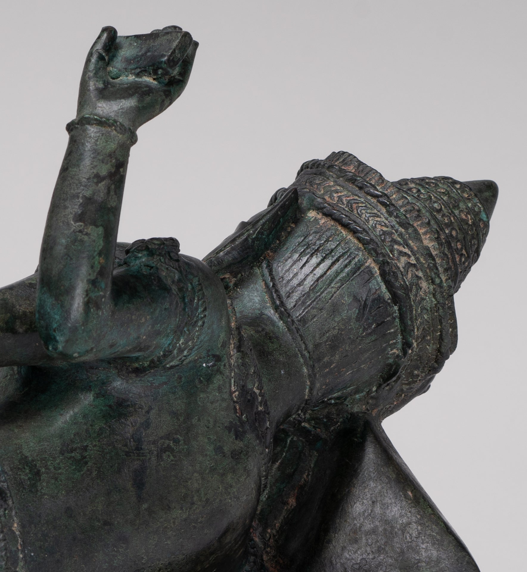 Antique Lopburi Style Thai Bronze Reclining Vishnu Statue - 55cm/22" Long