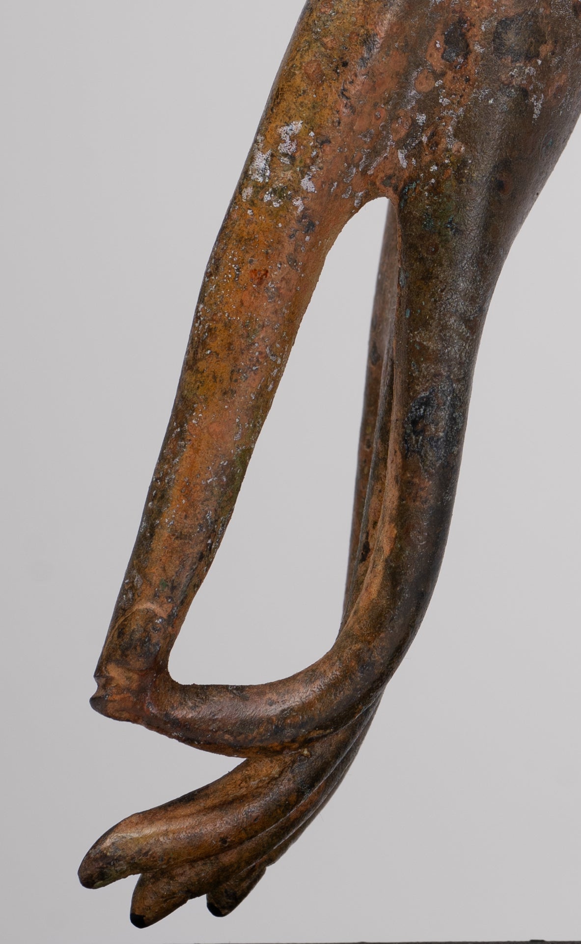 Mounted Antique Thai Style Southeast Asia Bronze Thai Teaching Hand - 19cm/8"