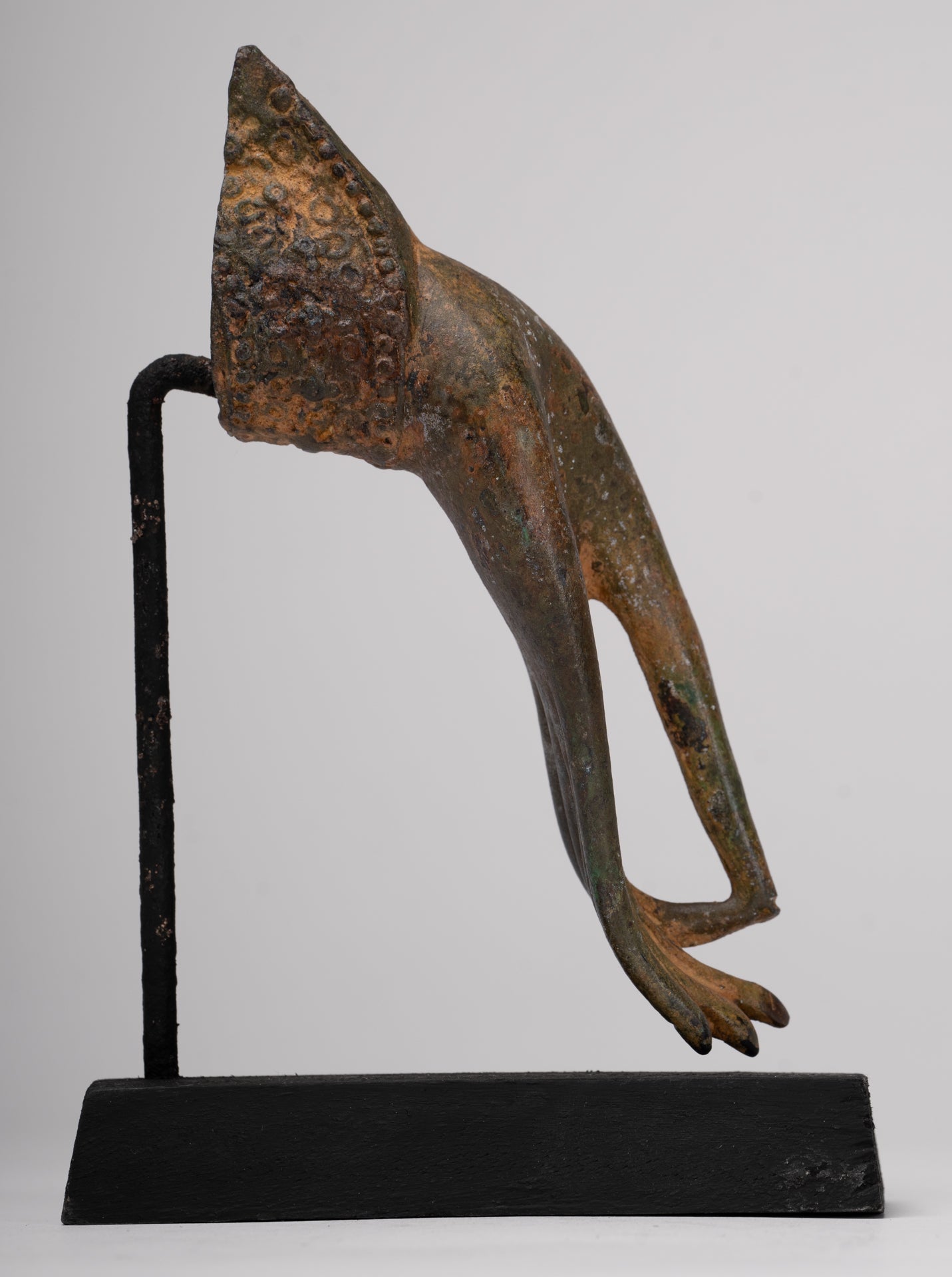 Mounted Antique Thai Style Southeast Asia Bronze Thai Teaching Hand - 19cm/8"