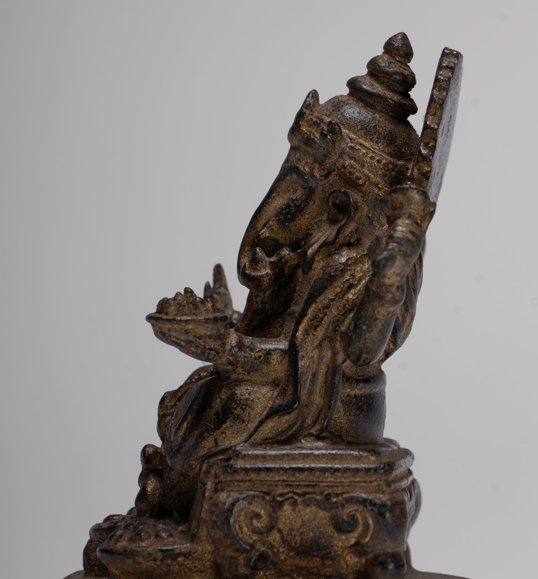 Ganesha Statue - Antique Thai Style Seated Bronze Ganesh Statue - 10cm/4"
