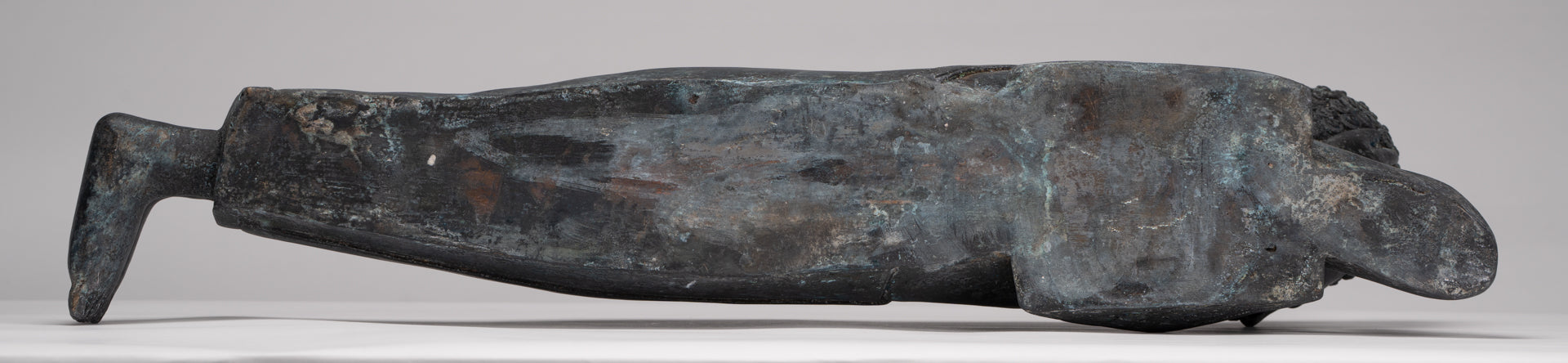 Buddha Statue - Antique Thai Style Bronze Chiang Saen Reclining Nirvana Buddha Statue - 66cm/26"