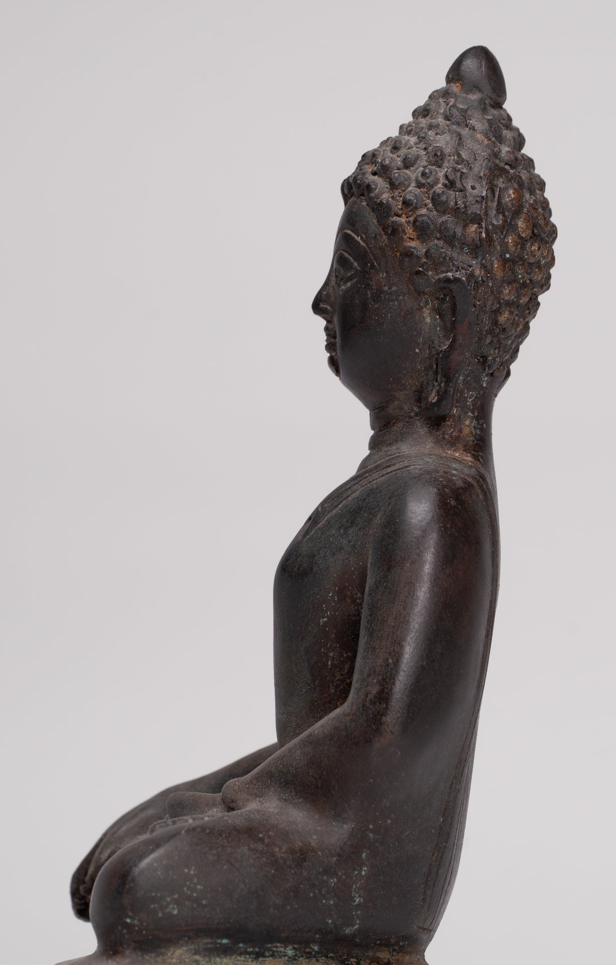 Buddha Statue - Antique Thai Style Bronze Chiang Saen Enlightenment Buddha Statue - 23cm/9"