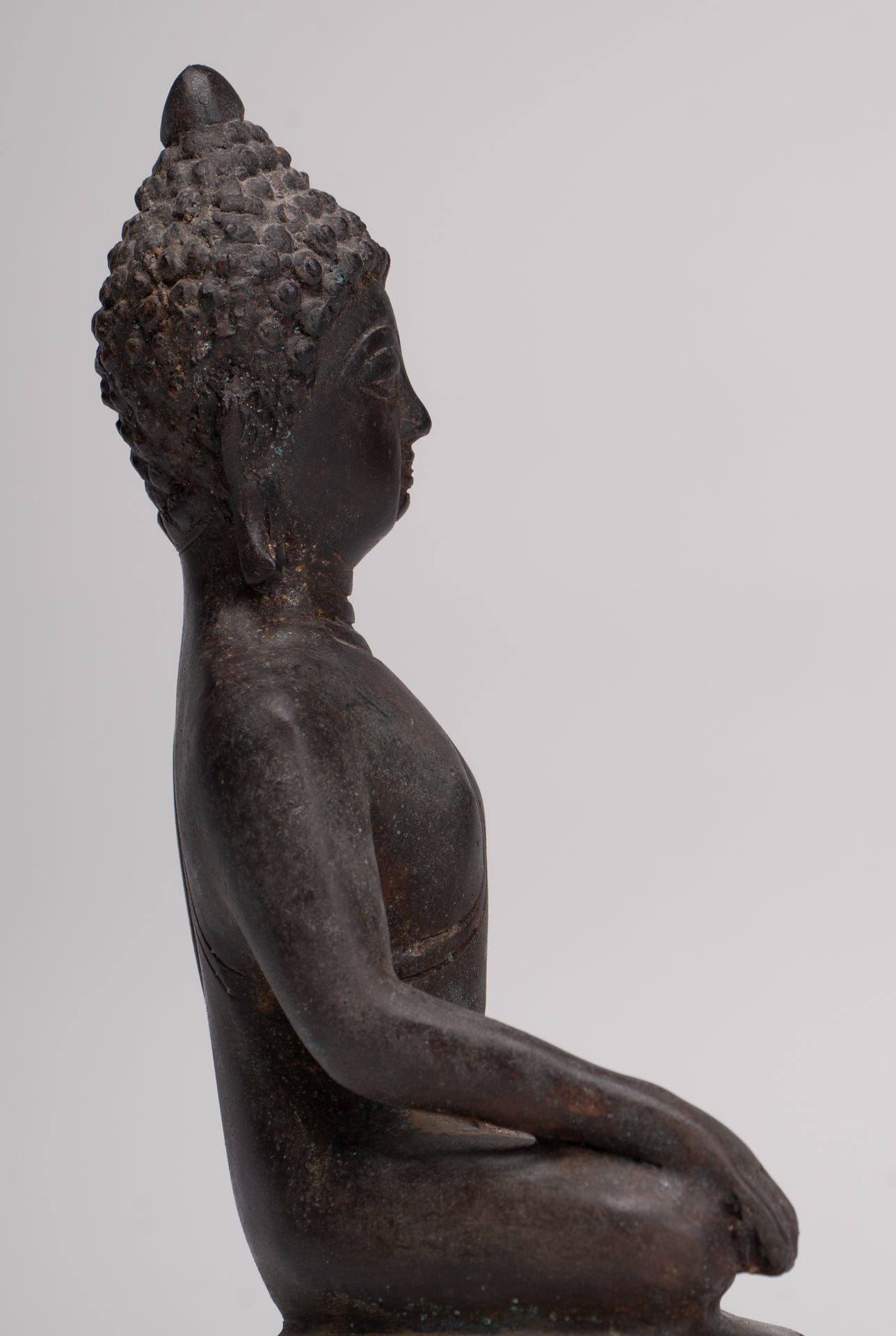 Buddha Statue - Antique Thai Style Bronze Chiang Saen Enlightenment Buddha Statue - 23cm/9"