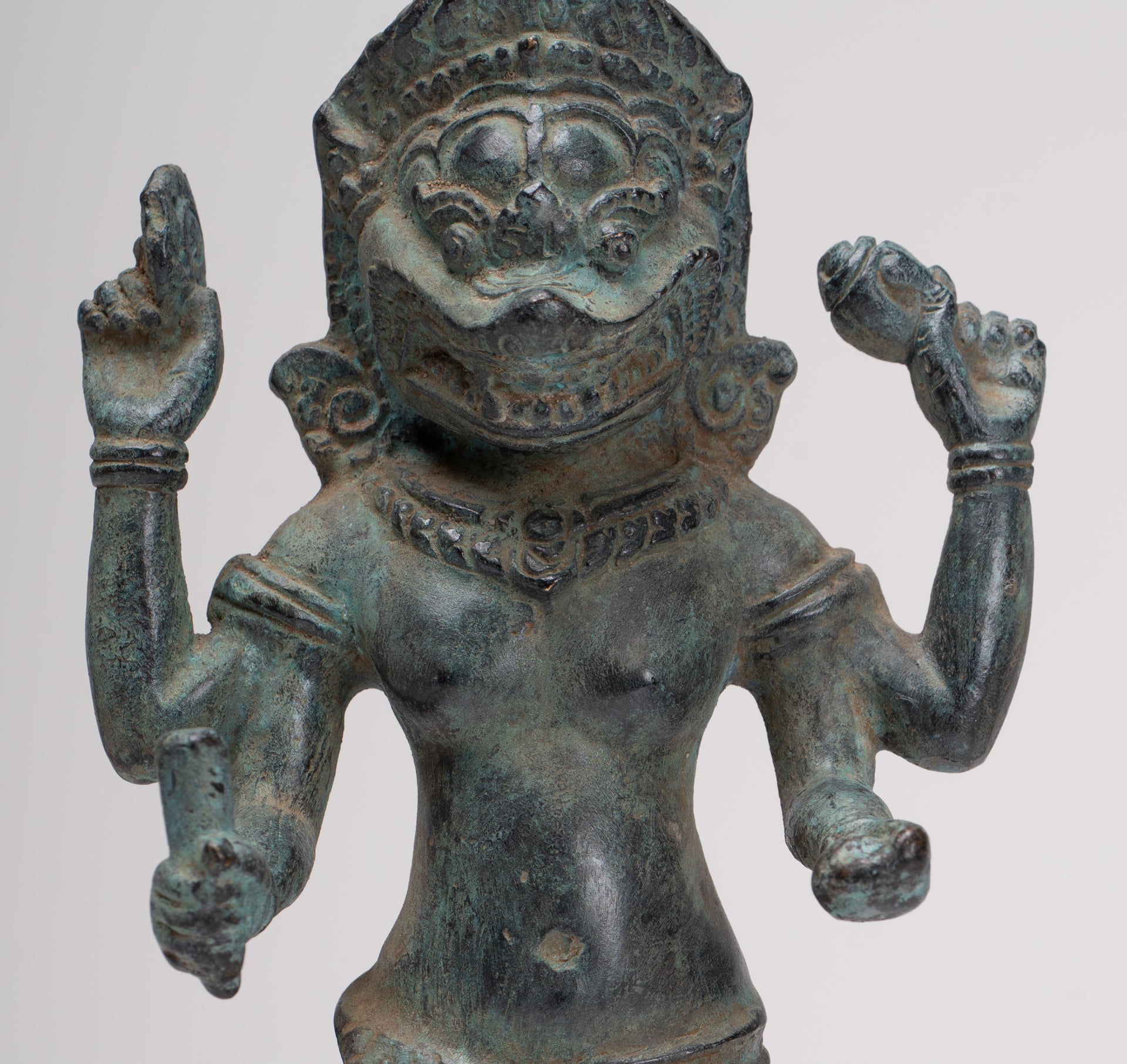 Antique Khmer Style Bronze - Vishnu Avatar - Narasimha o Narasingh - 25cm/10 "