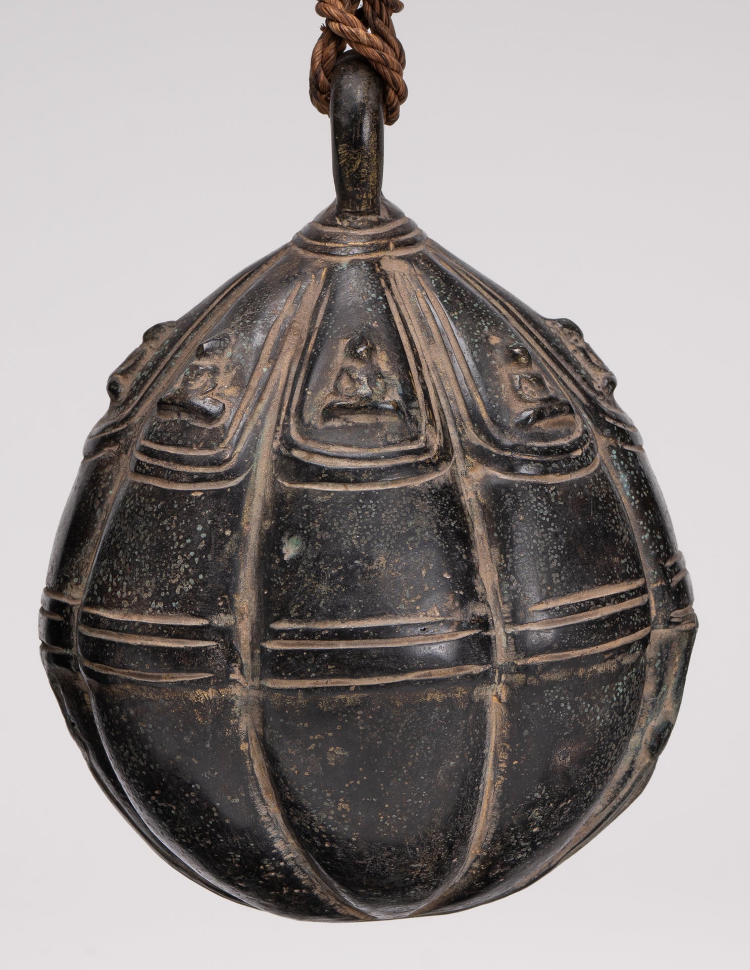 Antique Khmer Style Bronze Mounted Buddha Bell - 29cm/12"