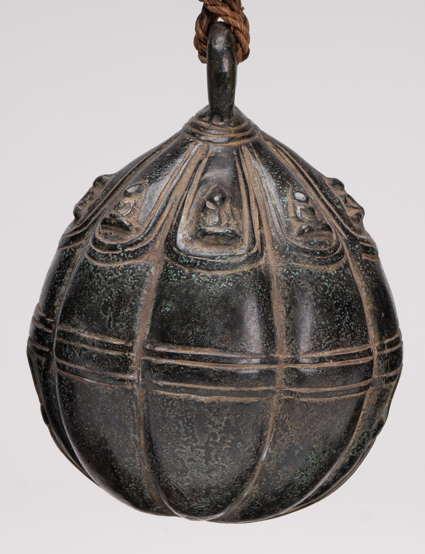 Antique Khmer Style Bronze Mounted Buddha Bell - 29cm/12"