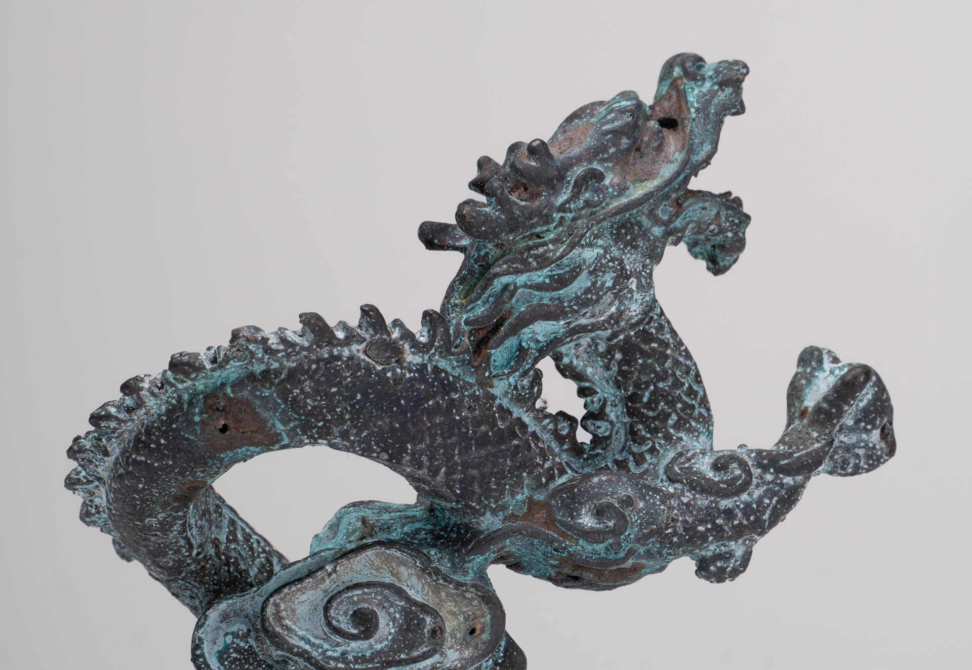 Chinese Dragon - Antique Chinese Style Bronze Dragon Statue - 10cm/4"