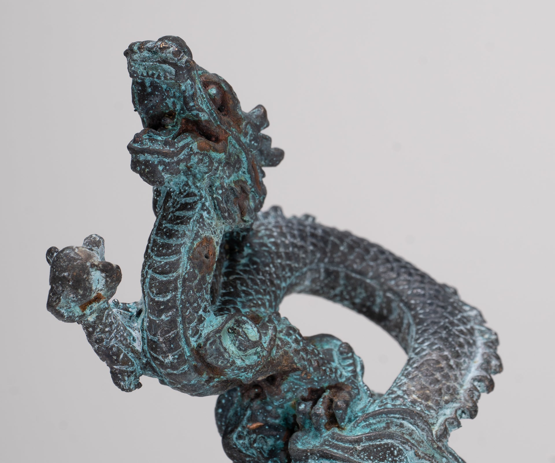 Chinese Dragon - Antique Chinese Style Bronze Dragon Statue - 10cm/4"