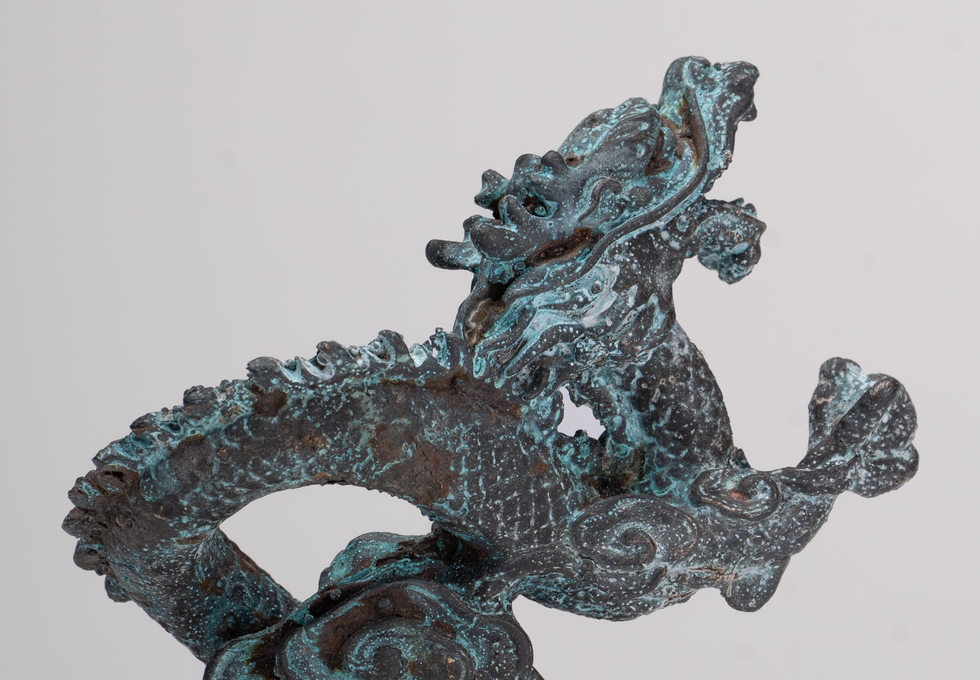 Chinese Dragon - Antique Chinese Style Bronze Dragon Statue - 10cm/4"