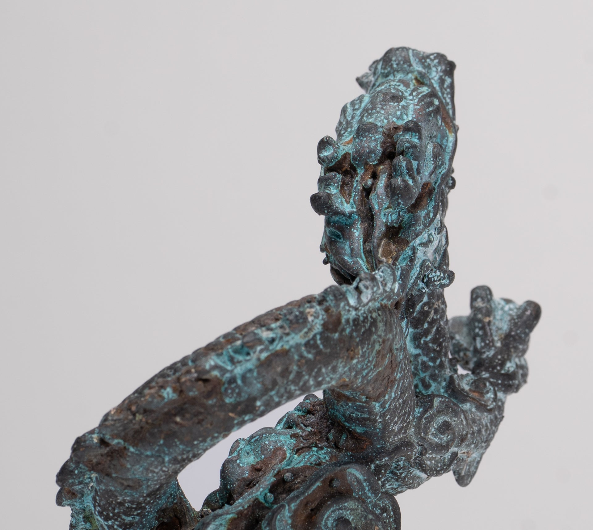 Chinese Dragon - Antique Chinese Style Bronze Dragon Statue - 10cm/4"