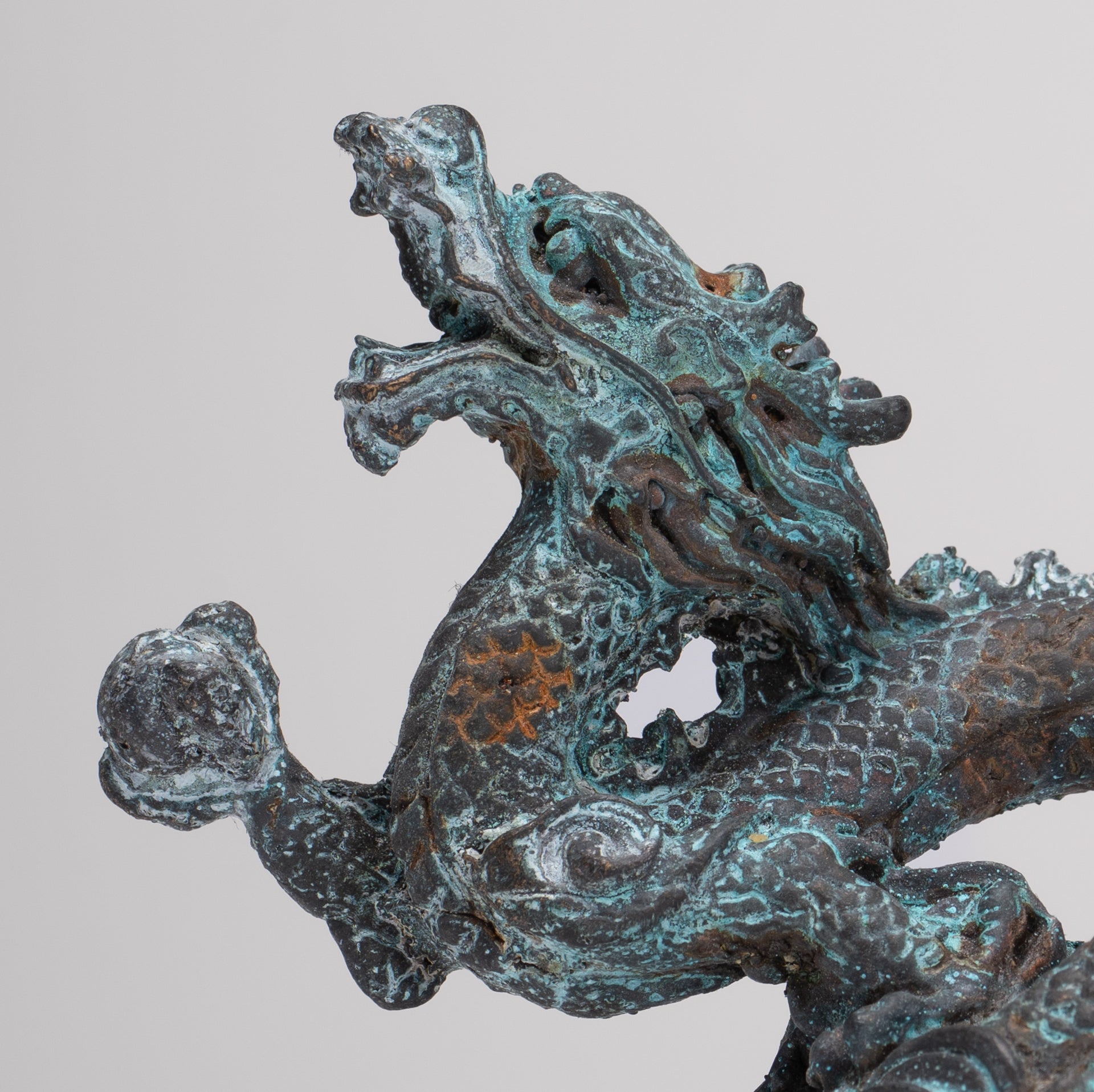 Chinese Dragon - Antique Chinese Style Bronze Dragon Statue - 10cm/4"