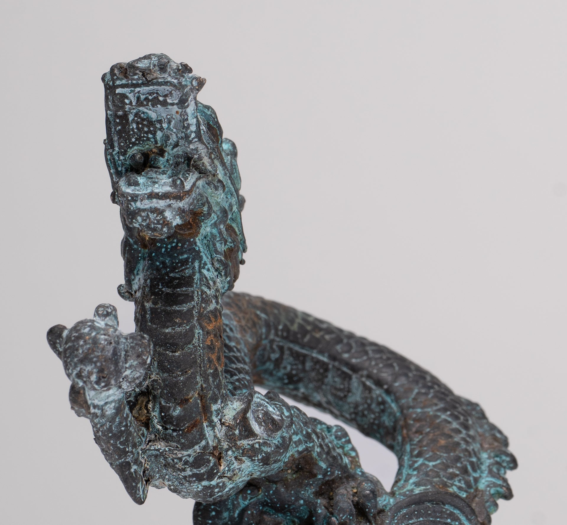 Chinese Dragon - Antique Chinese Style Bronze Dragon Statue - 10cm/4"