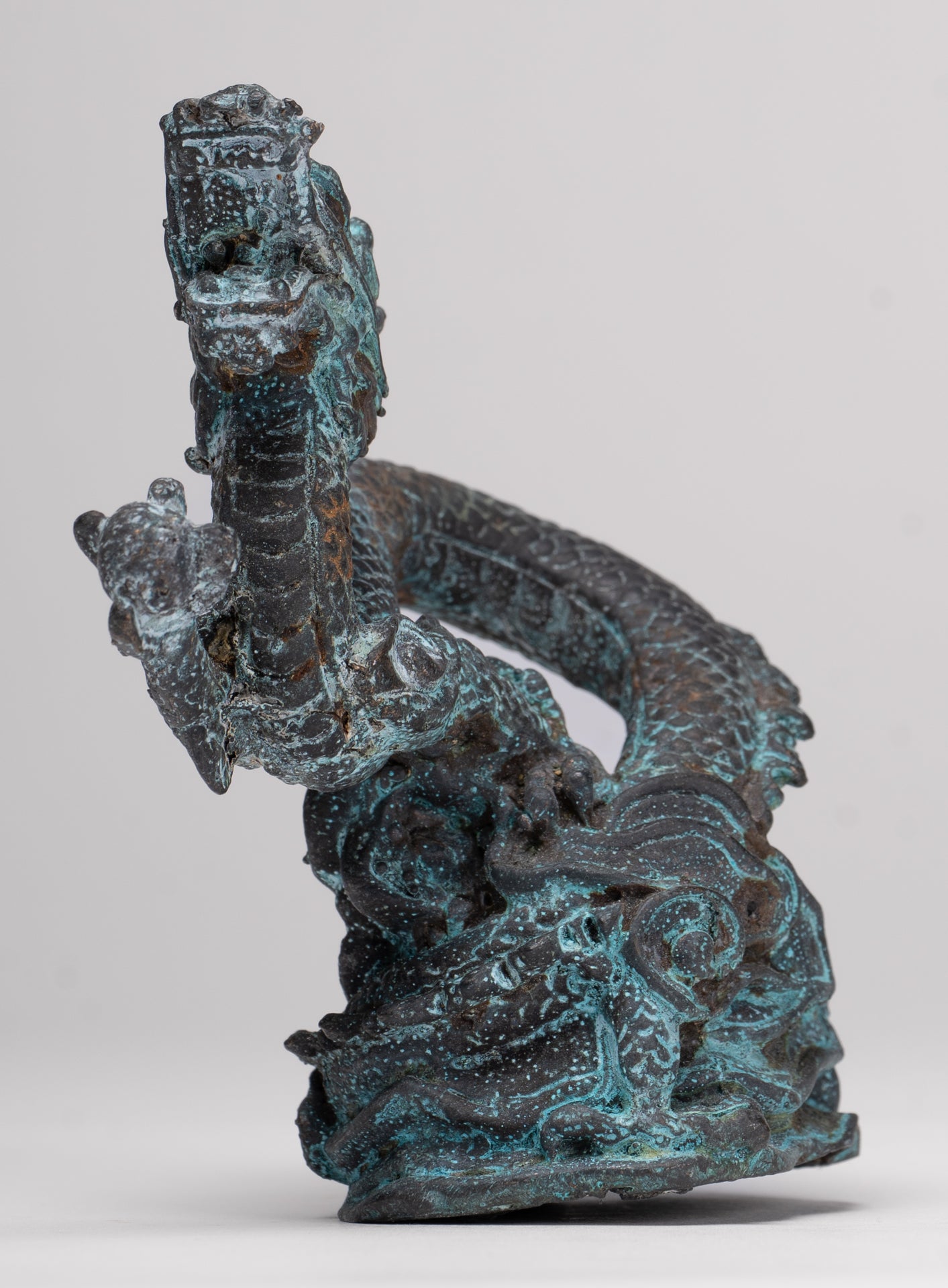 Chinese Dragon - Antique Chinese Style Bronze Dragon Statue - 10cm/4"