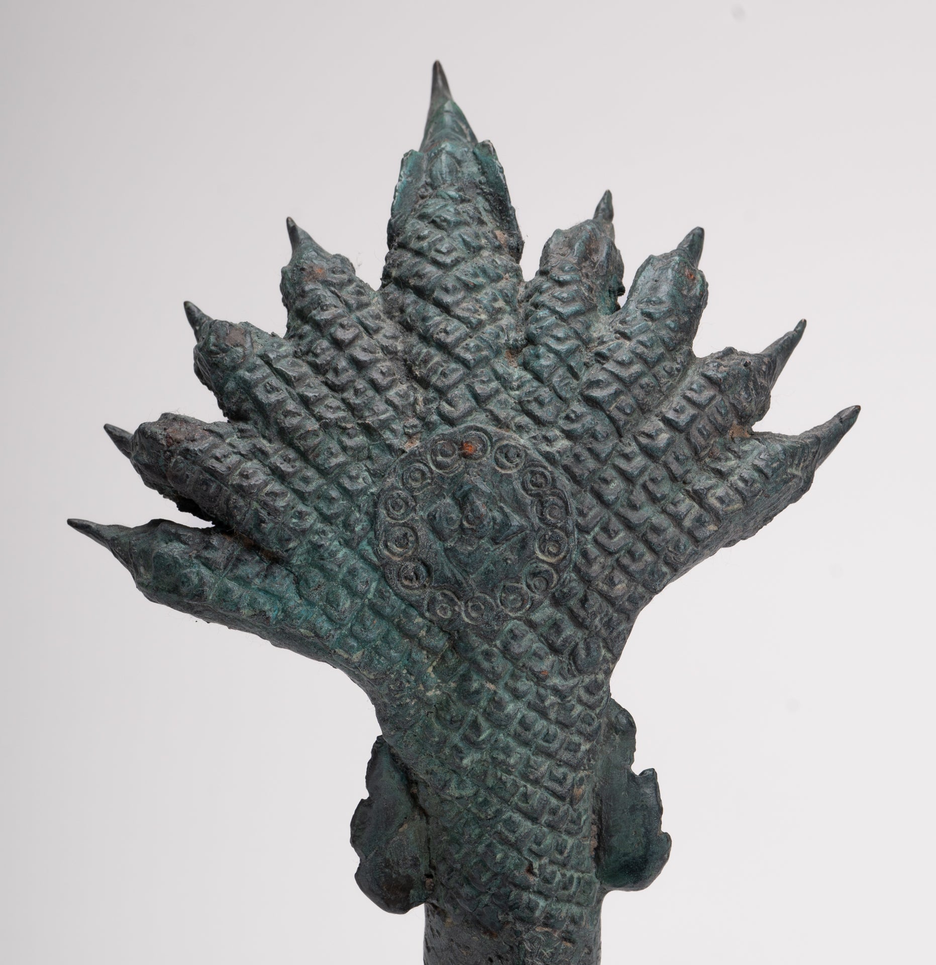 Antique Thai Style Bronze Nine Head Protective Naga, Snake or Serpent Statue - 28cm/11"