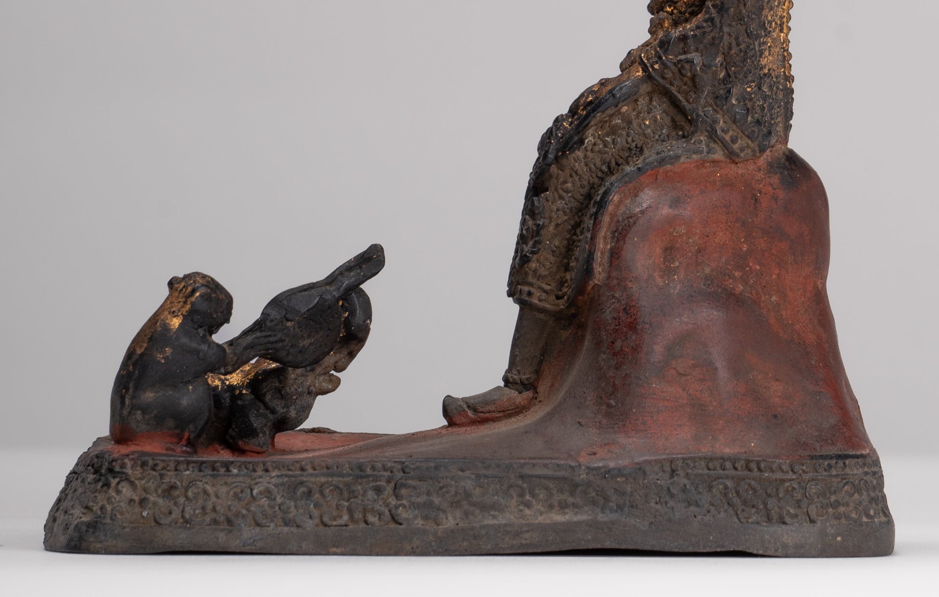 Buddha Statue - Seated Antique Thai Style Bronze Wednesday Evening Buddha - 16cm/6"