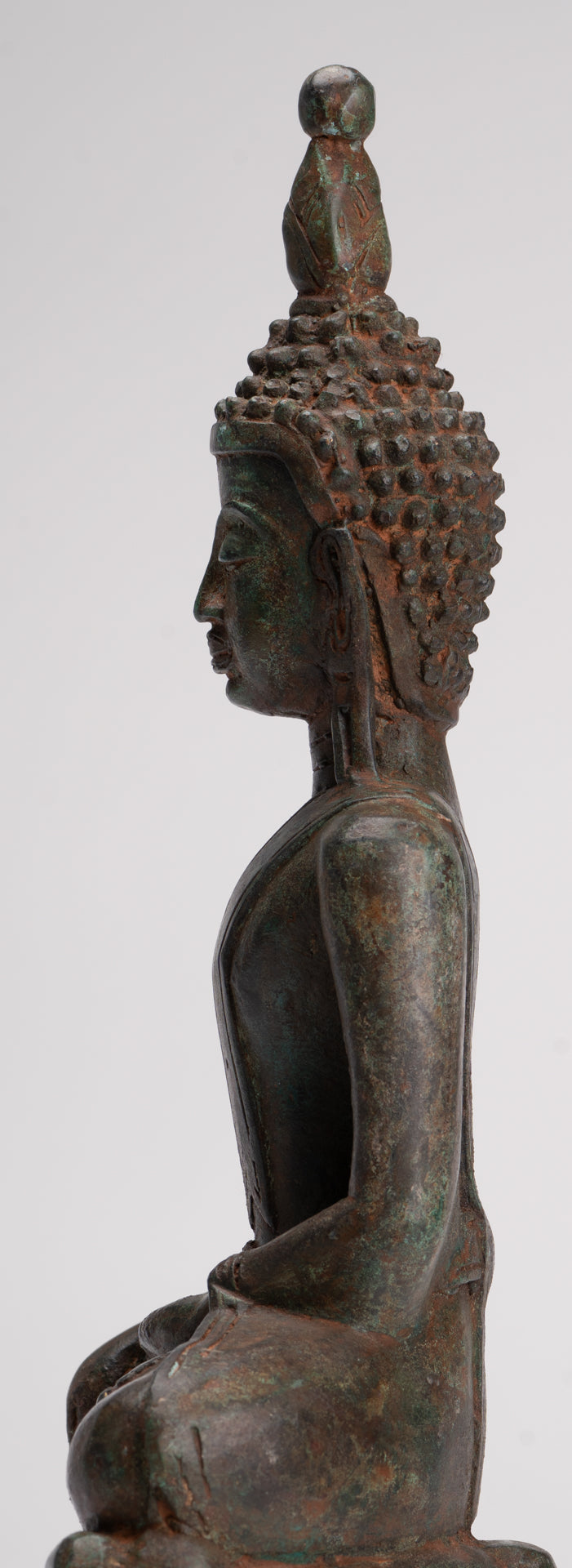 Buddha Statue - Antique Laos Style Bronze Enlightenment Elephant Buddha Statue - 29cm/12"