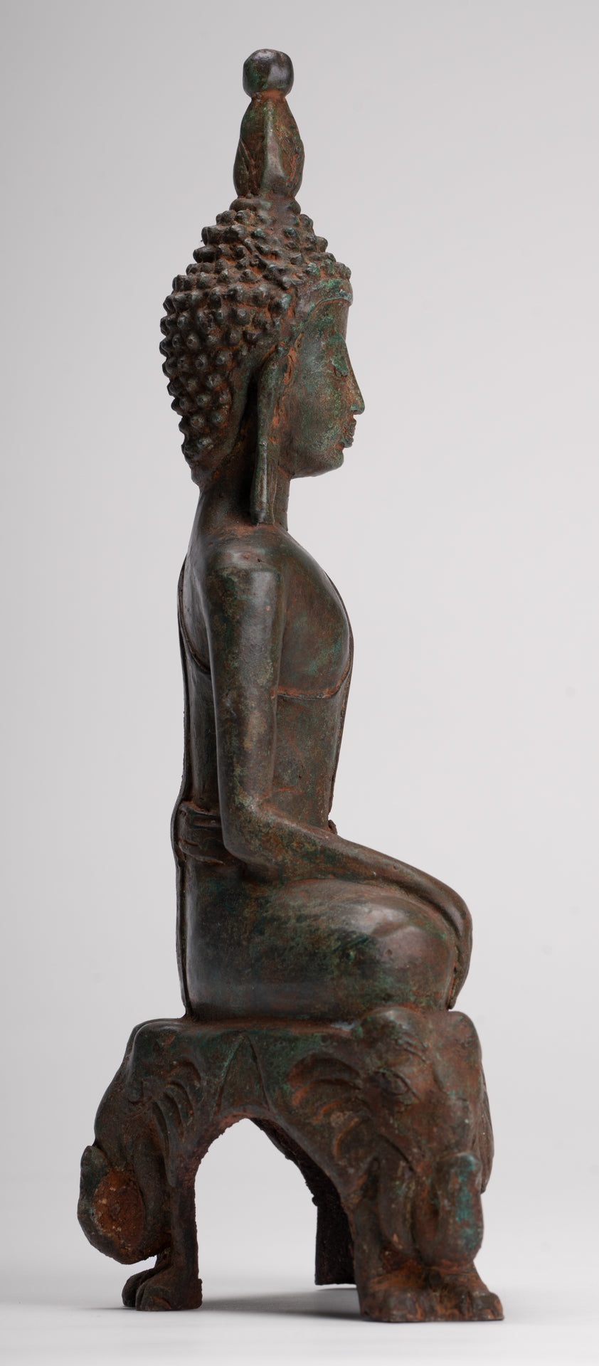 Buddha Statue - Antique Laos Style Bronze Enlightenment Elephant Buddha Statue - 29cm/12"