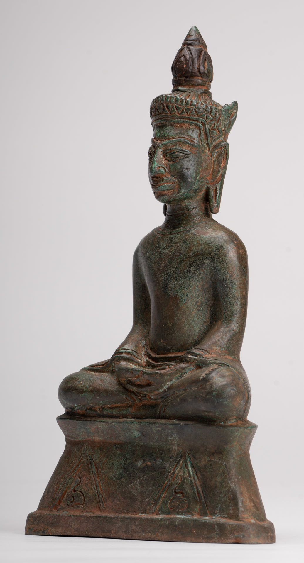 Buddha Statue - Seated Antique Laos Style Meditation Buddha Statue - 26cm/10"