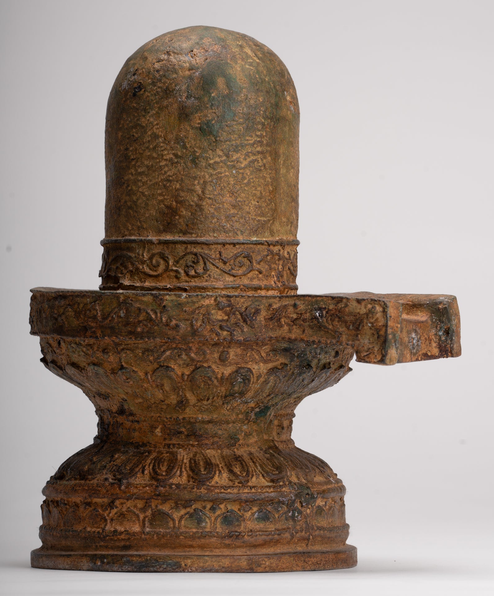 Linga - Antique Indian Style South Asia Bronze Shiva Linga / Lingnum & Yoni - 26cm/10"