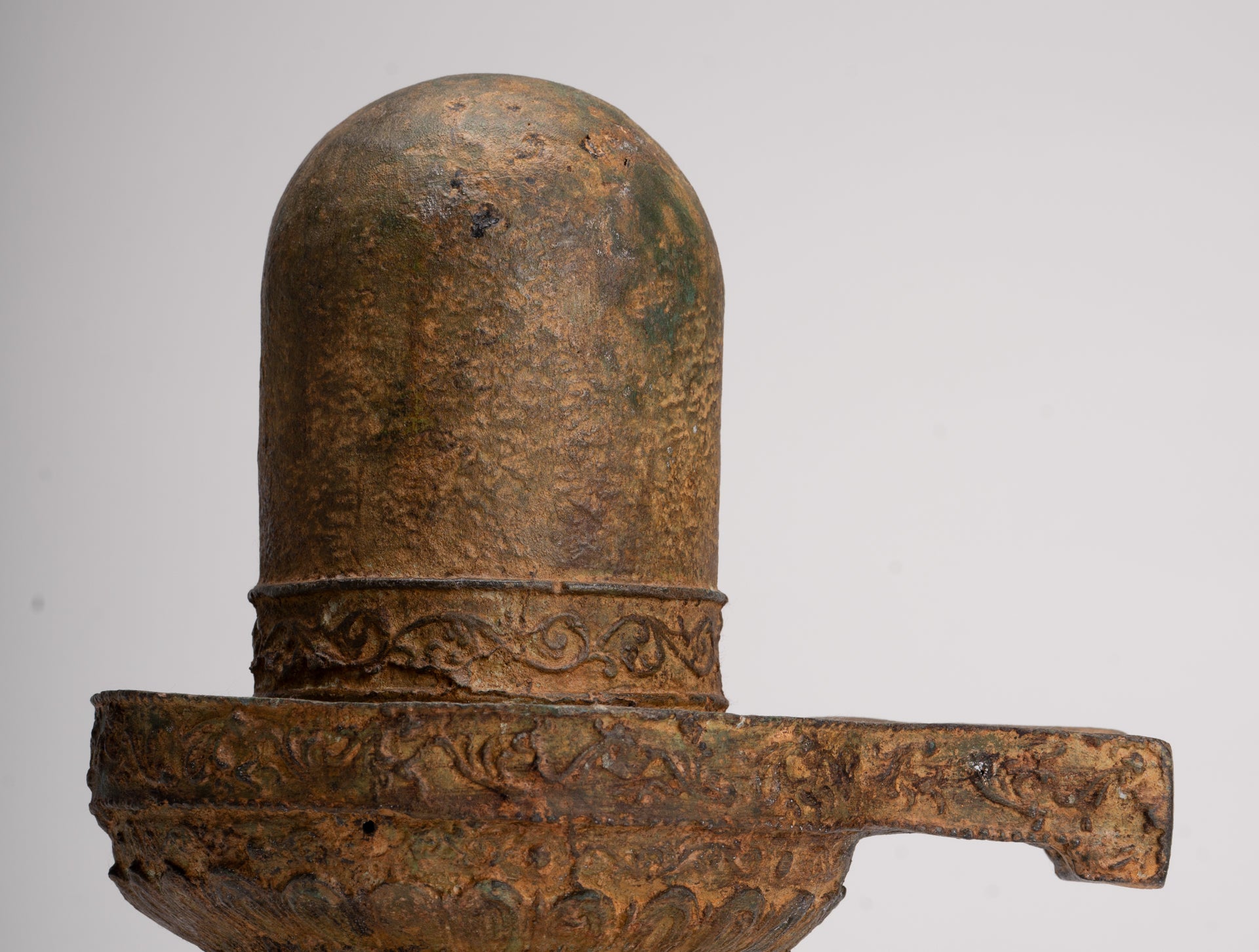 Linga - Antique Indian Style South Asia Bronze Shiva Linga / Lingnum & Yoni - 26cm/10"