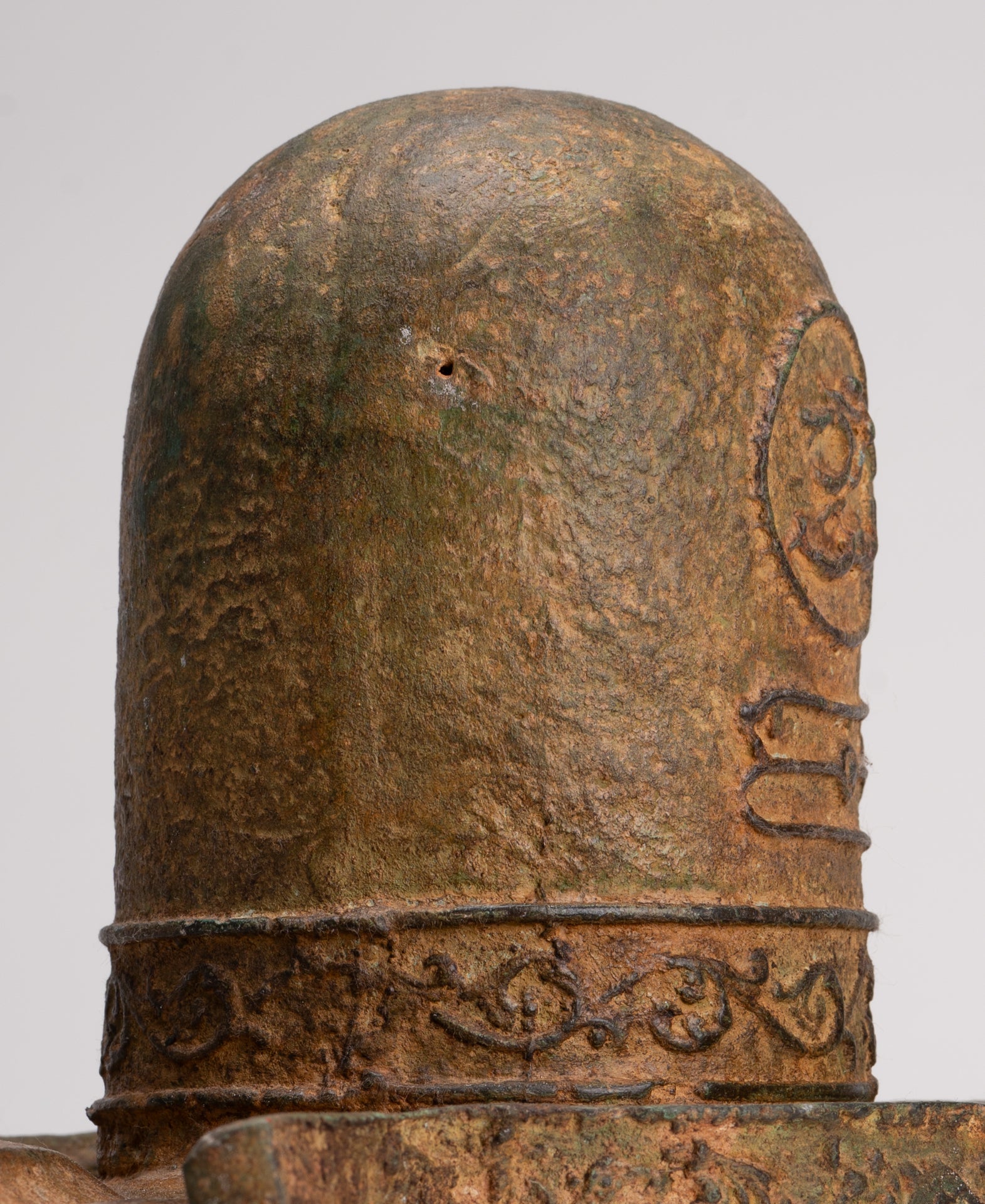 Linga - Antique Indian Style South Asia Bronze Shiva Linga / Lingnum & Yoni - 26cm/10"