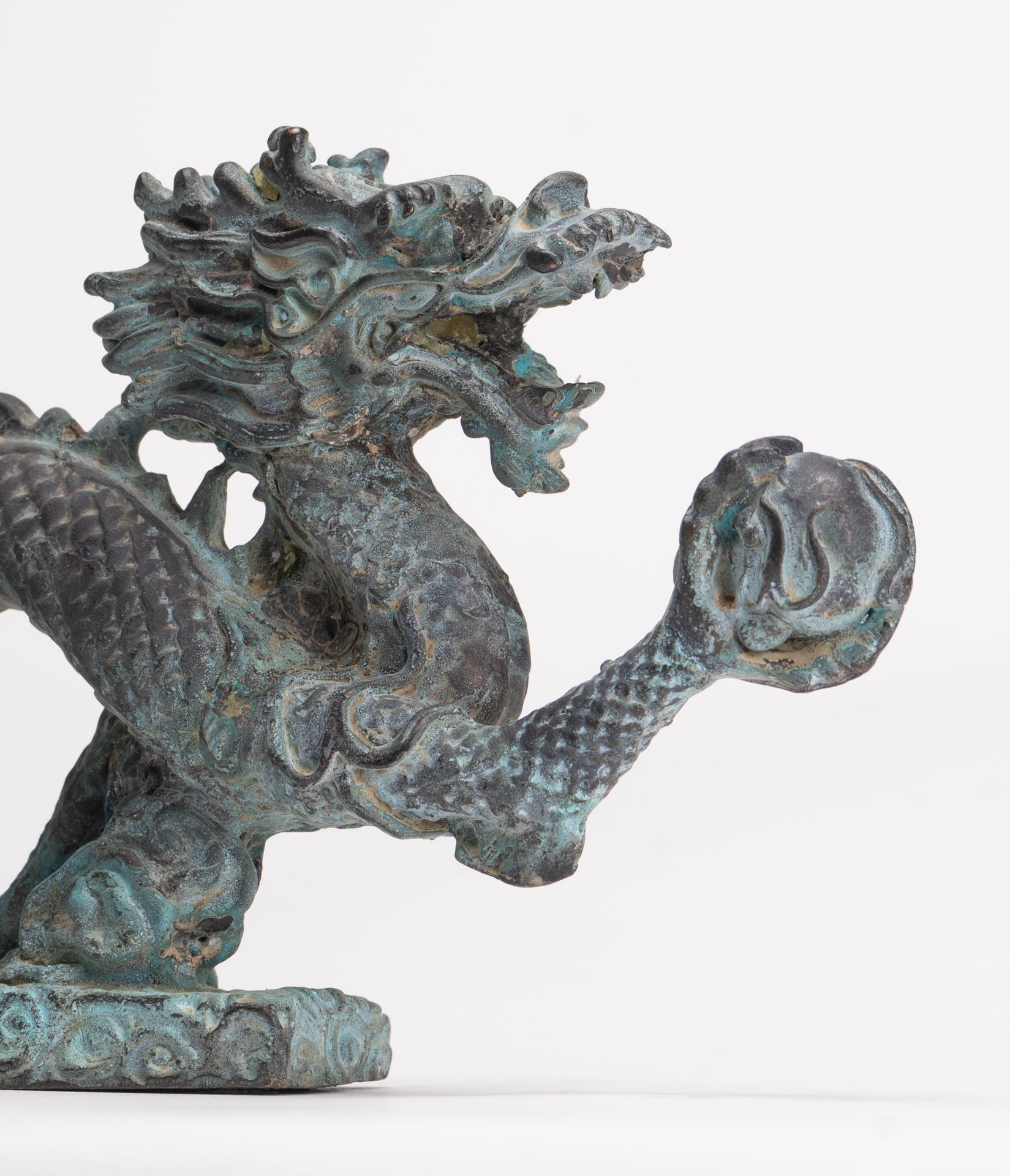 Antique Chinese Style Bronze Chinese Dragon Statue - 12cm/5"