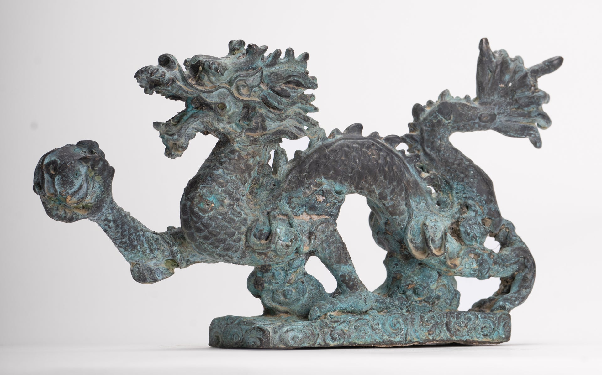 Antique Chinese Style Bronze Chinese Dragon Statue - 12cm/5"