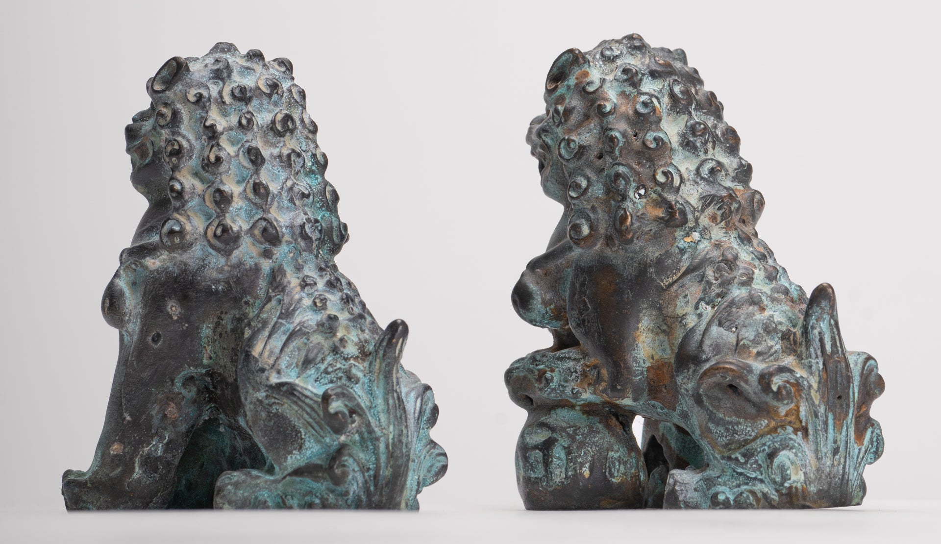 Lions gardiens de temple de style chinois antique Lions Shishi Foo Dogs Lions impériaux (paire) - 10,5 cm/4"