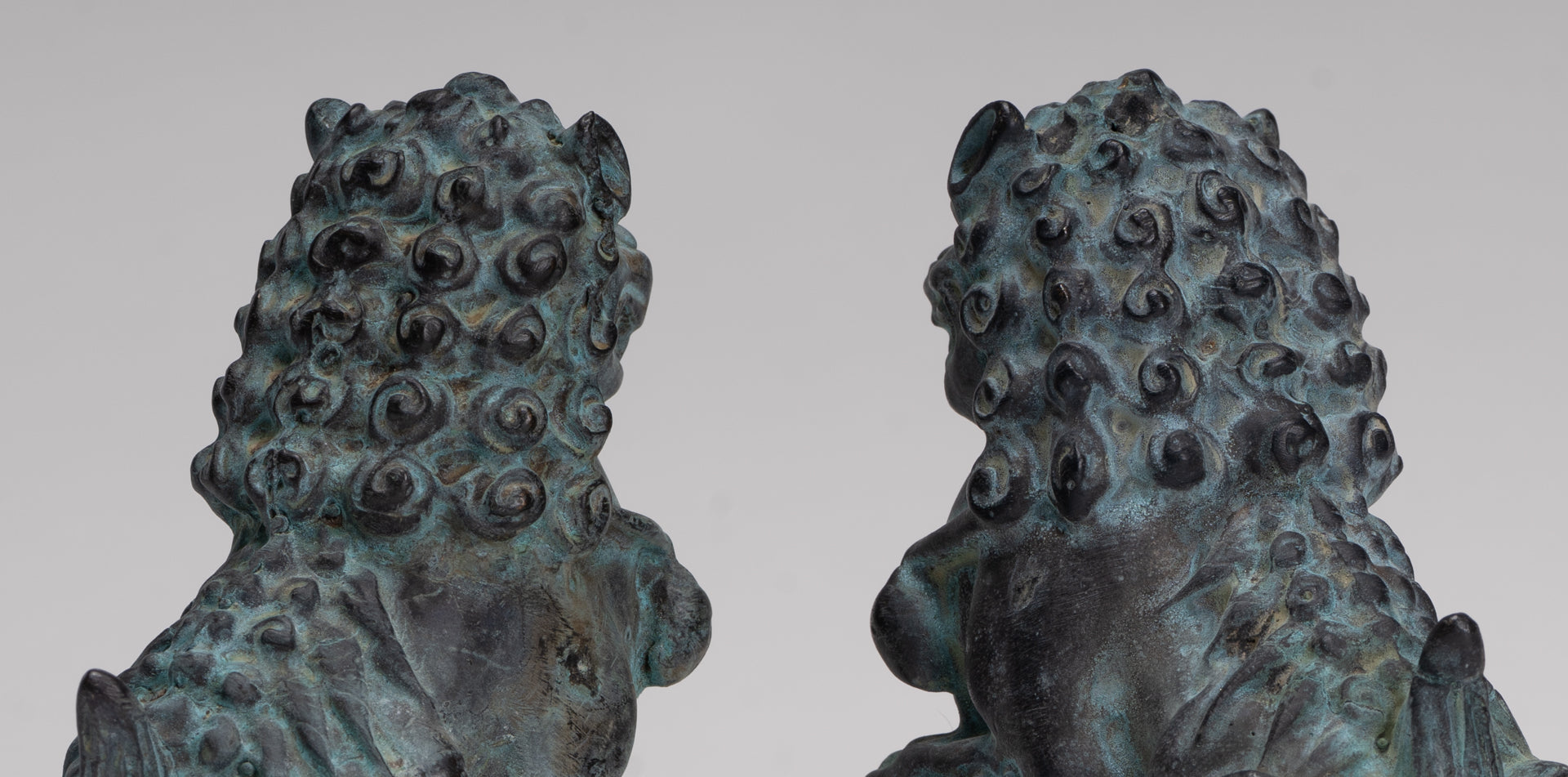 Antique Chinese Style Temple Guardian Lions Shishi Lions Foo Dogs Imperial Lions (Pair) - 10.5cm/4"