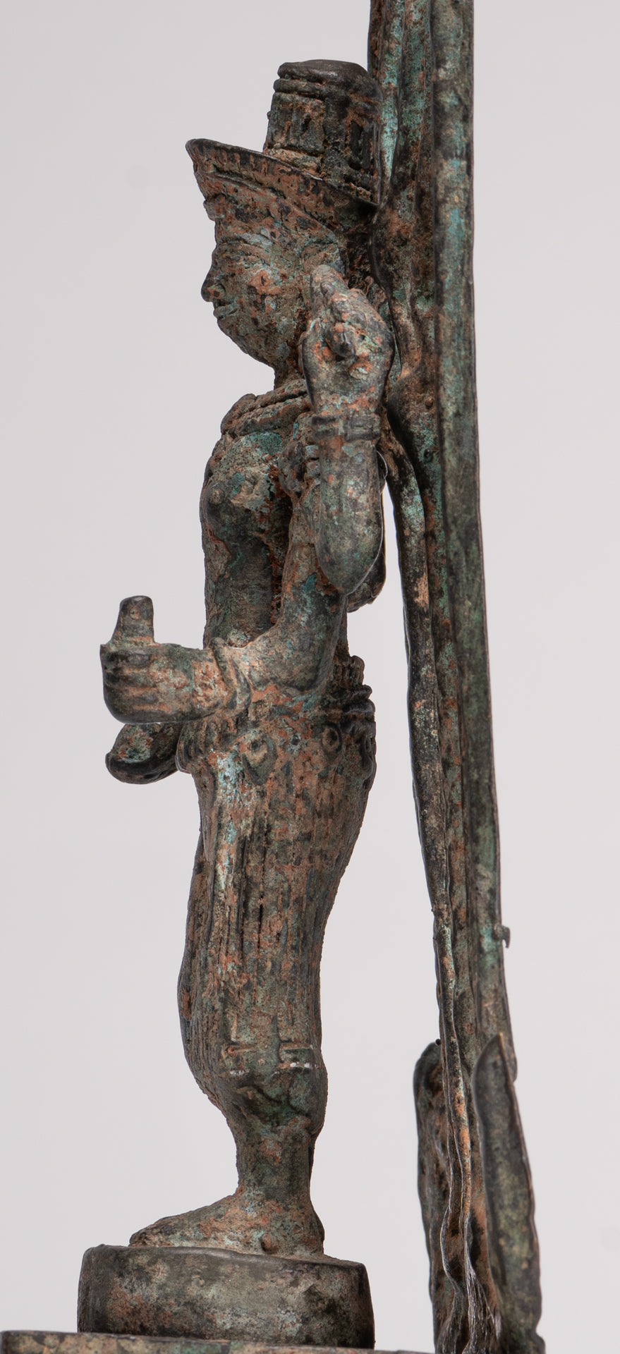 Antique Lopburi Style Thai Bronze Enthroned Vishnu Statue - 40cm/16"