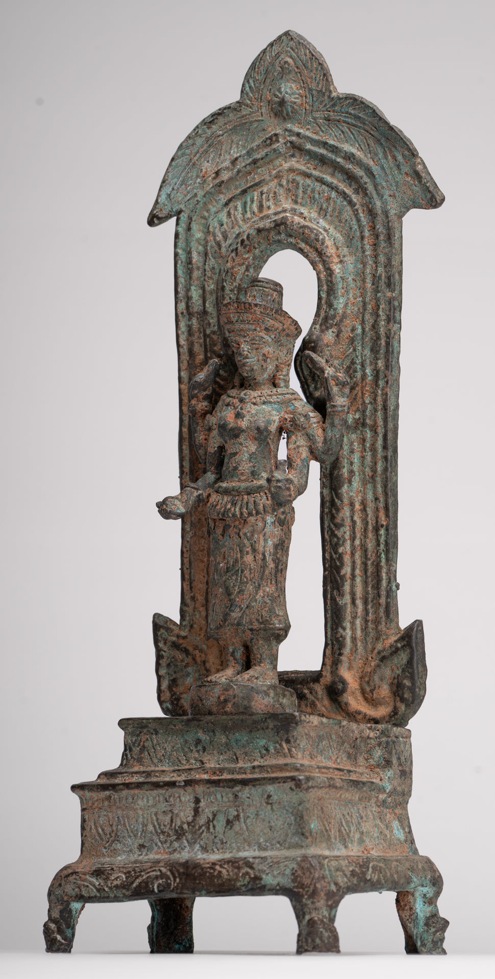 Antique Lopburi Style Thai Bronze Enthroned Vishnu Statue - 40cm/16"