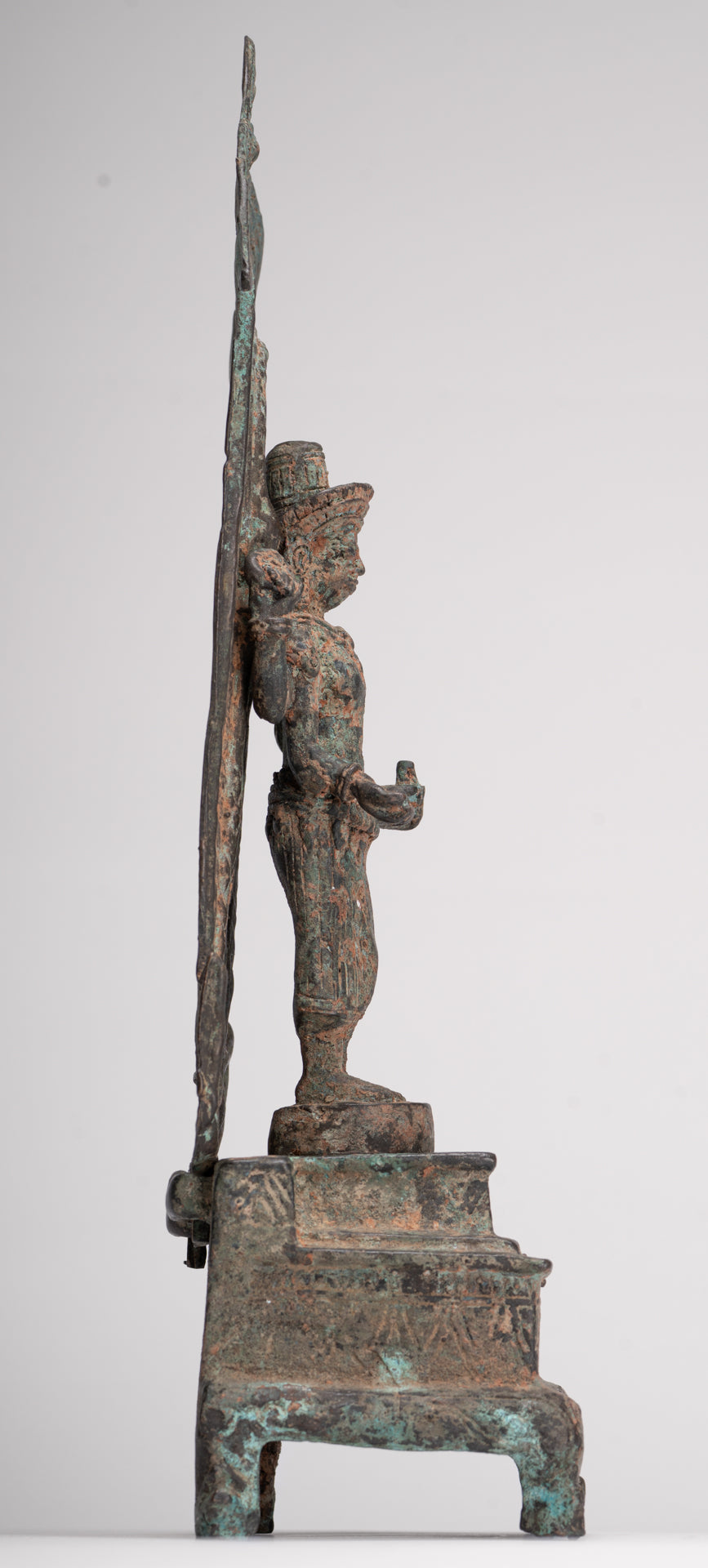 Antique Lopburi Style Thai Bronze Enthroned Vishnu Statue - 40cm/16"