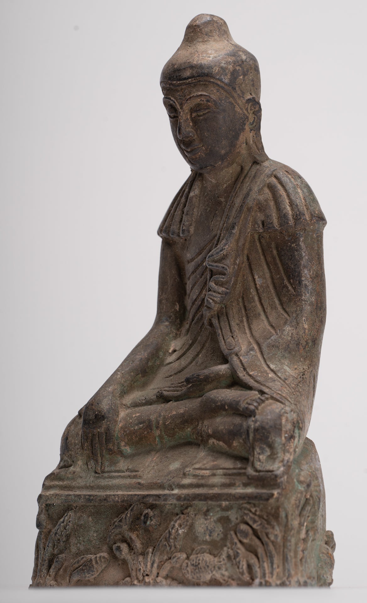 Buddha Statue - Antique Japanese Style Seated Bronze Enlightenment Buddha Statue - 23cm/9"