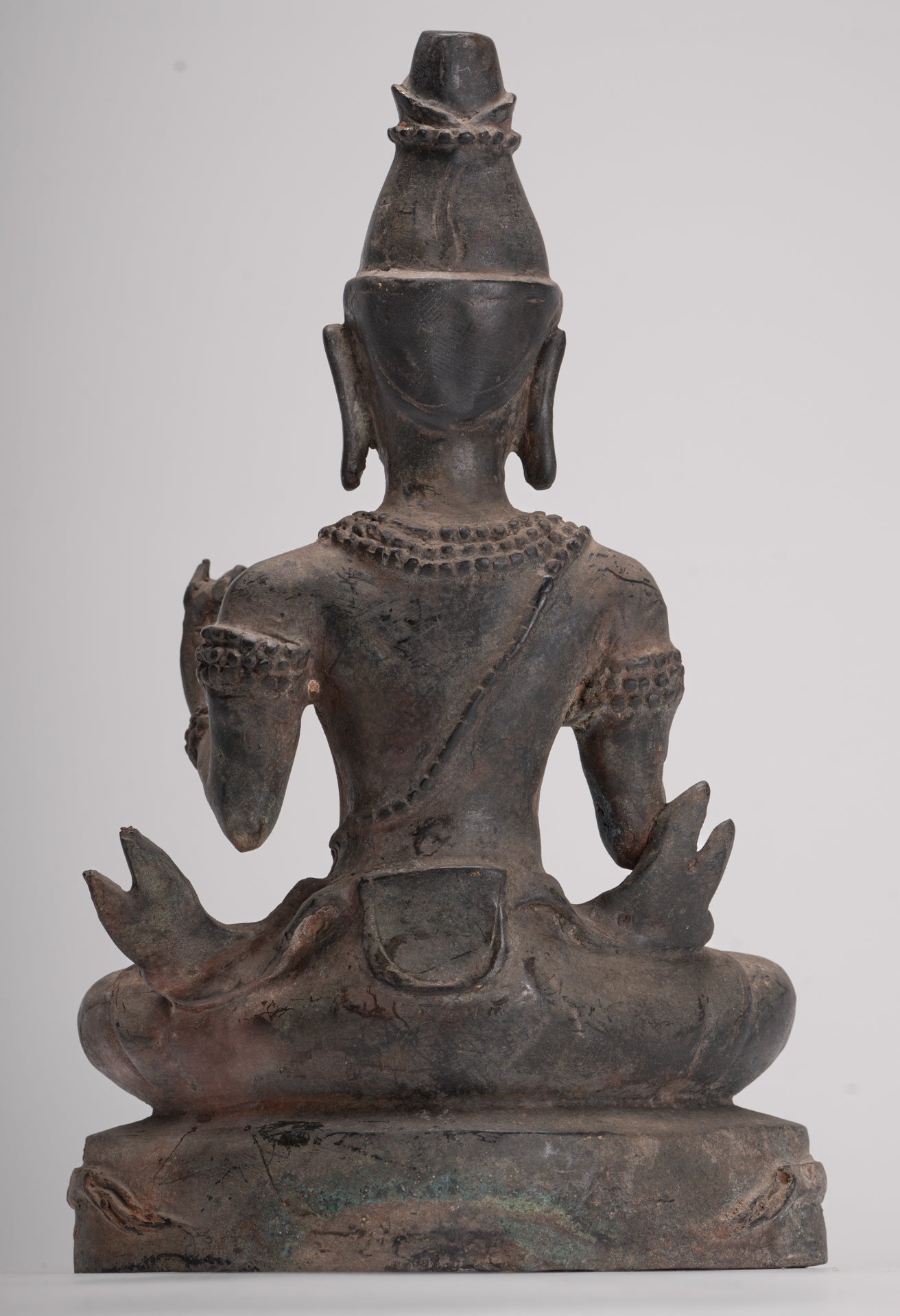 Antique Buddha Statue - Seated Antique Thai Hermit / Wise Man Statue - 29cm/12"